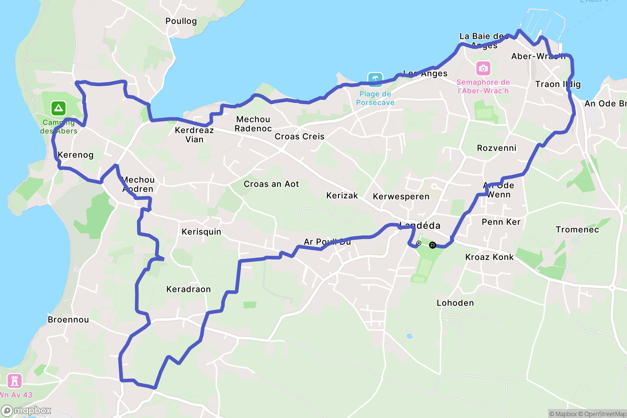 Landéda : carte du parcours de randonnée - France
