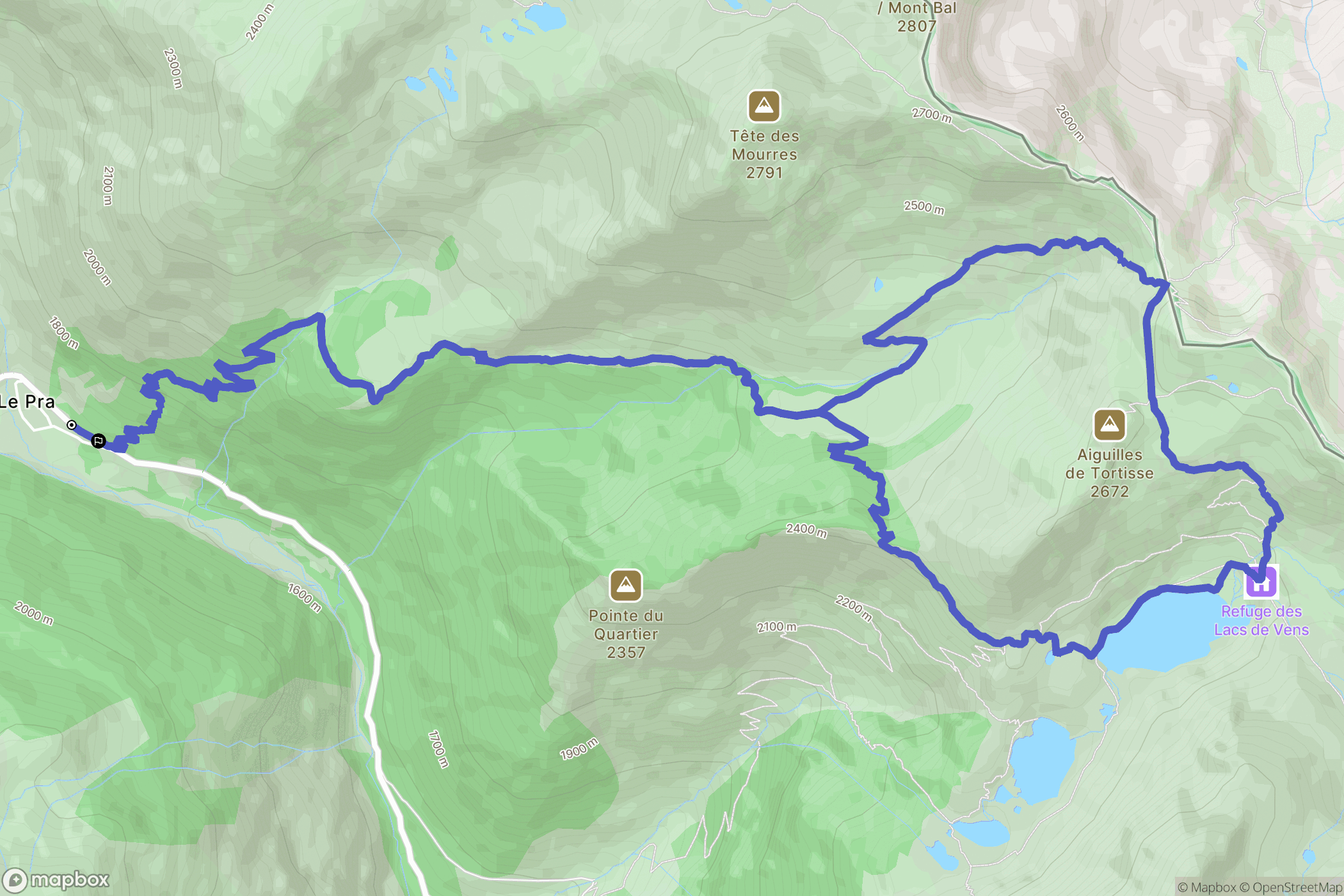 Saint-Dalmas-le-Selvage : carte du parcours de randonnée - France