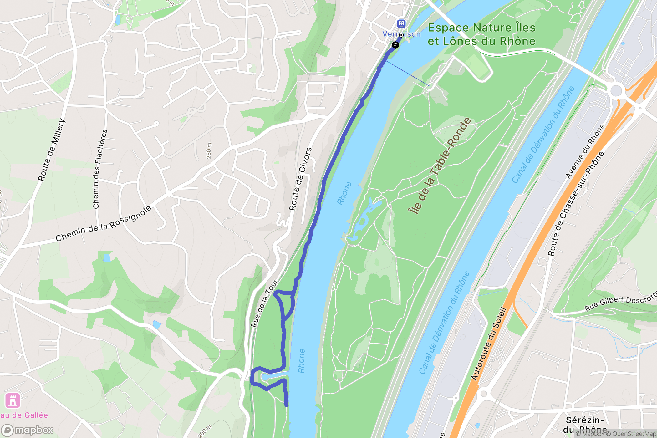 Vernaison : carte du parcours de randonnée - France