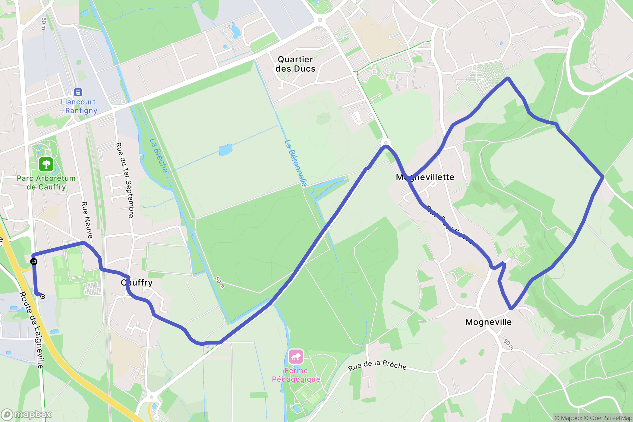 Cauffry : carte du parcours de randonnée - France