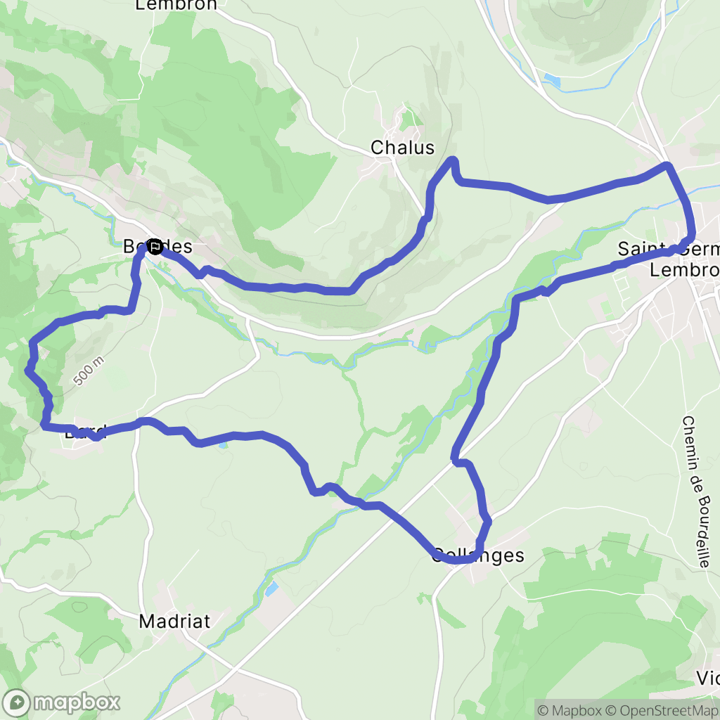 Boudes : carte du parcours de randonnée - France