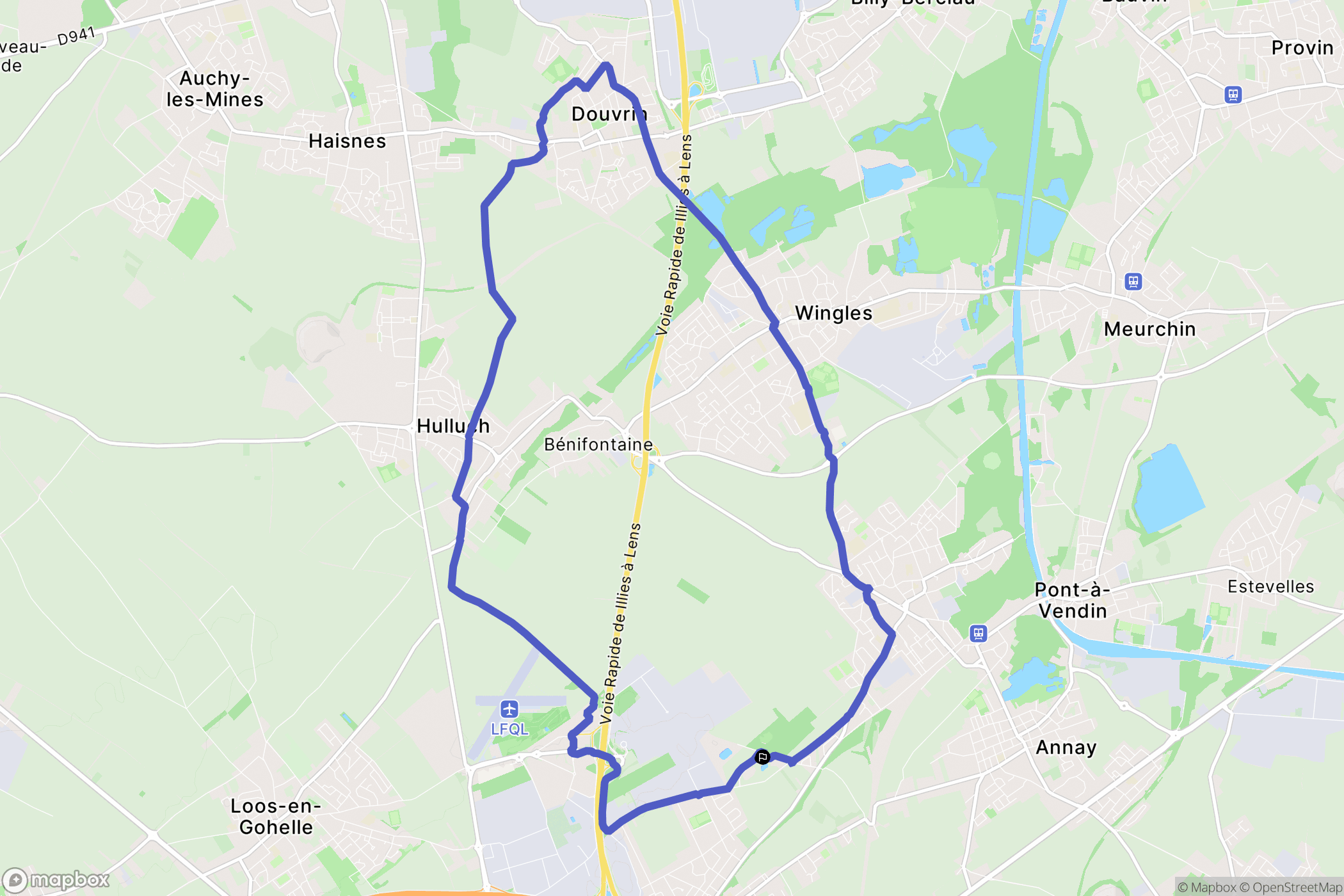Vendin-le-Vieil : carte du parcours de randonnée - France