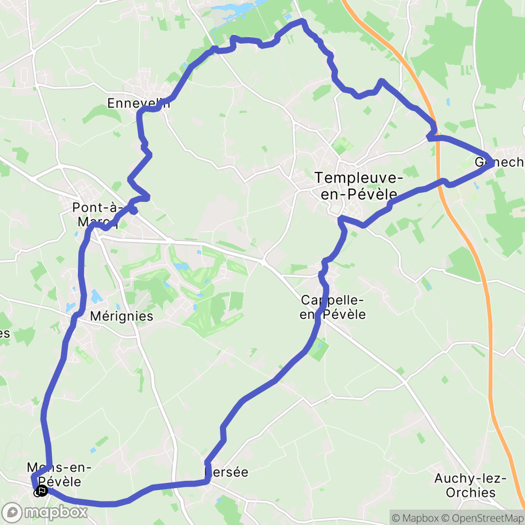Mons-en-Pévèle : carte du parcours de randonnée - France
