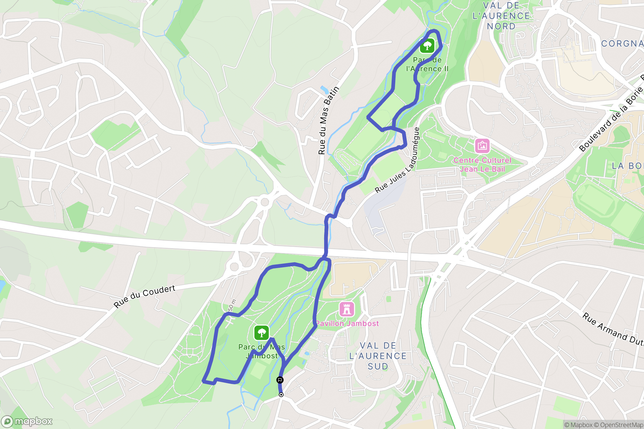 Limoges : carte du parcours de randonnée - France
