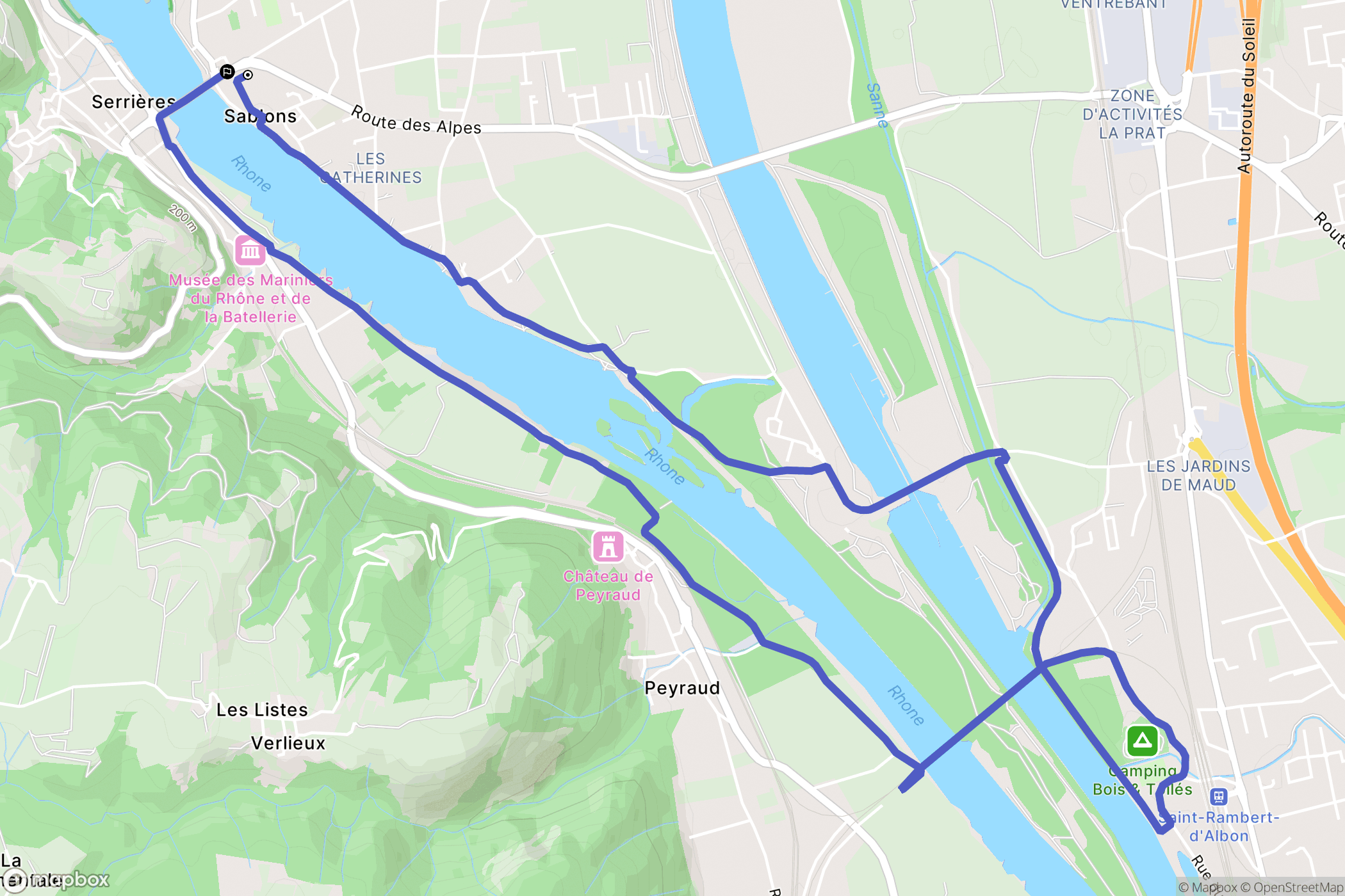 Sablons : carte du parcours de randonnée - France
