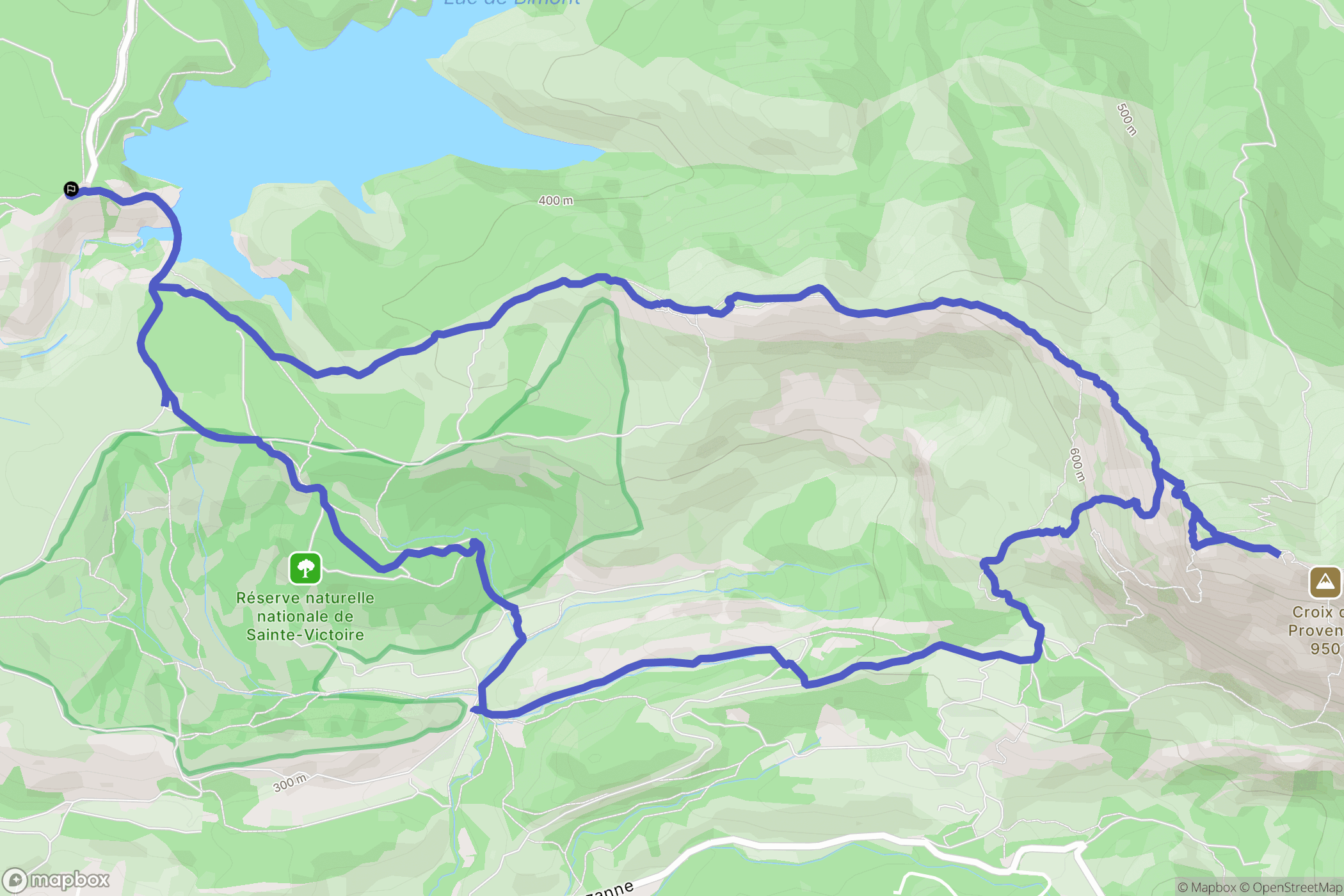 Saint-Marc-Jaumegarde : carte du parcours de randonnée - France