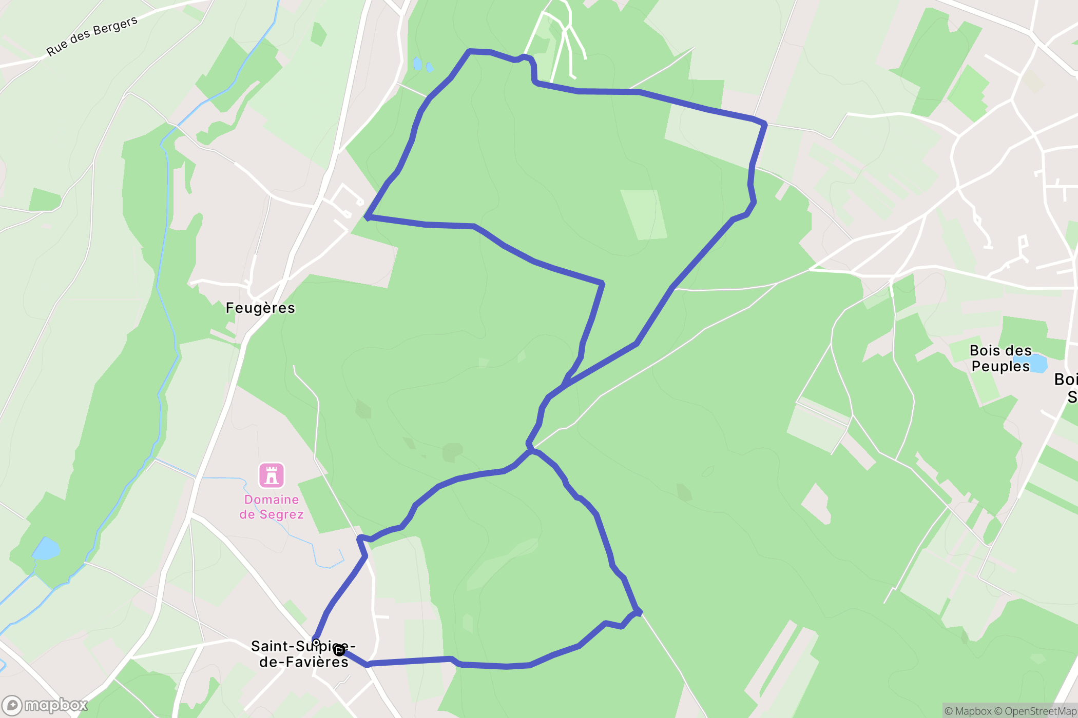 Saint-Sulpice-de-Favières : carte du parcours de randonnée - France