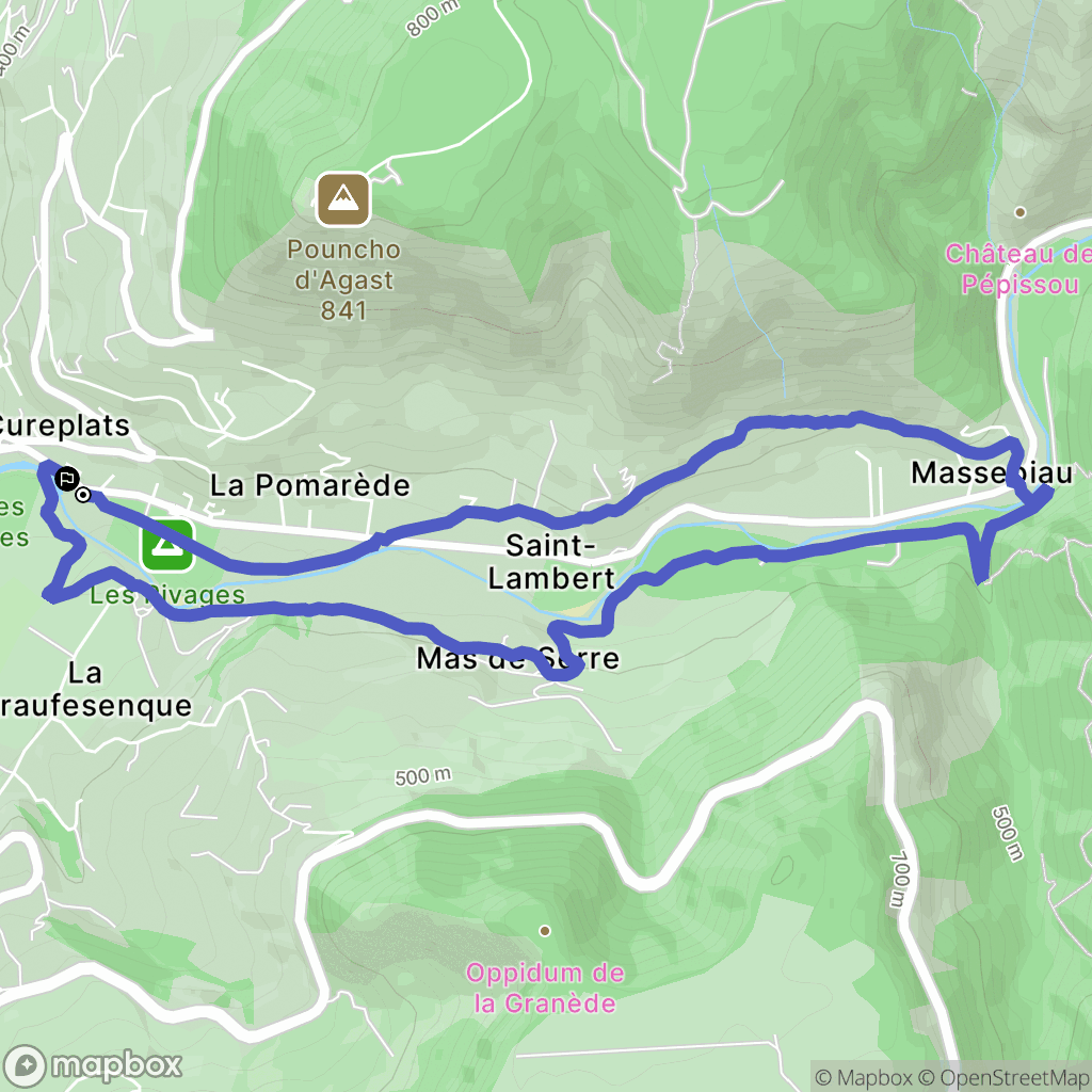 Millau : carte du parcours de randonnée - France