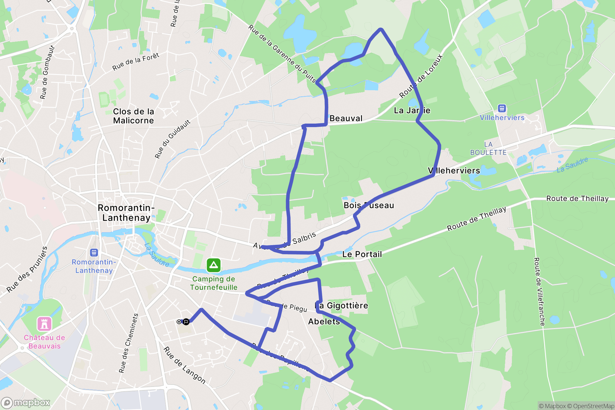 Romorantin-Lanthenay : carte du parcours de randonnée - France