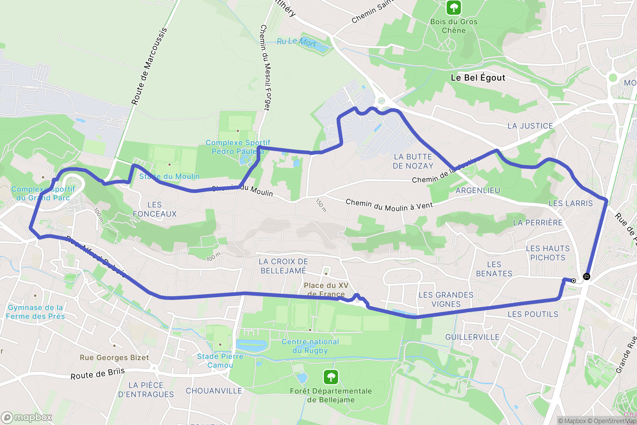 Montlhéry : carte du parcours de randonnée - France