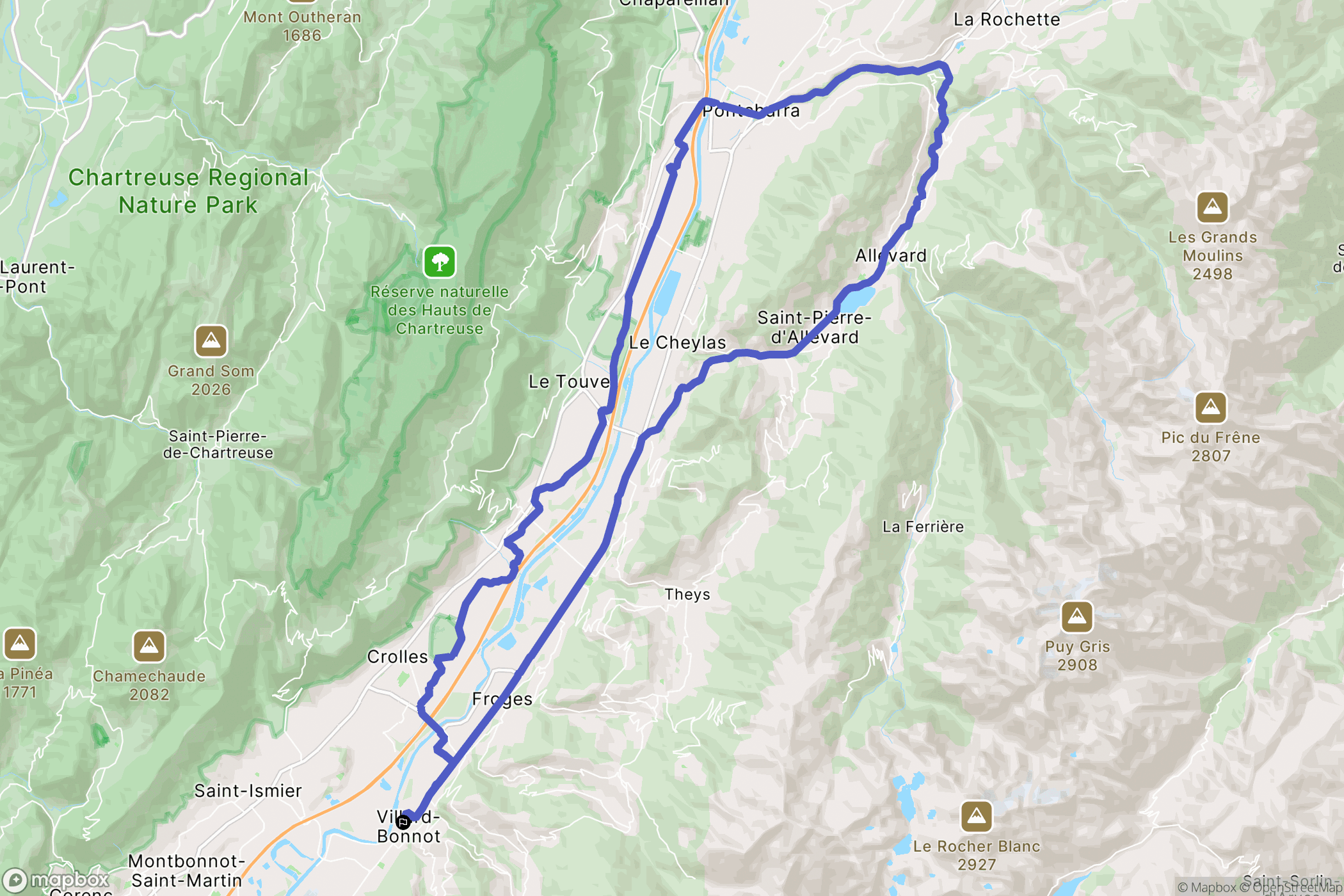 Villard-Bonnot : carte du parcours de randonnée - France