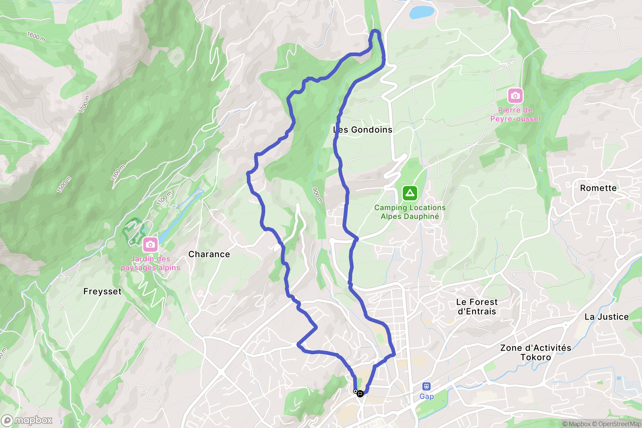 Gap : carte du parcours de randonnée - France