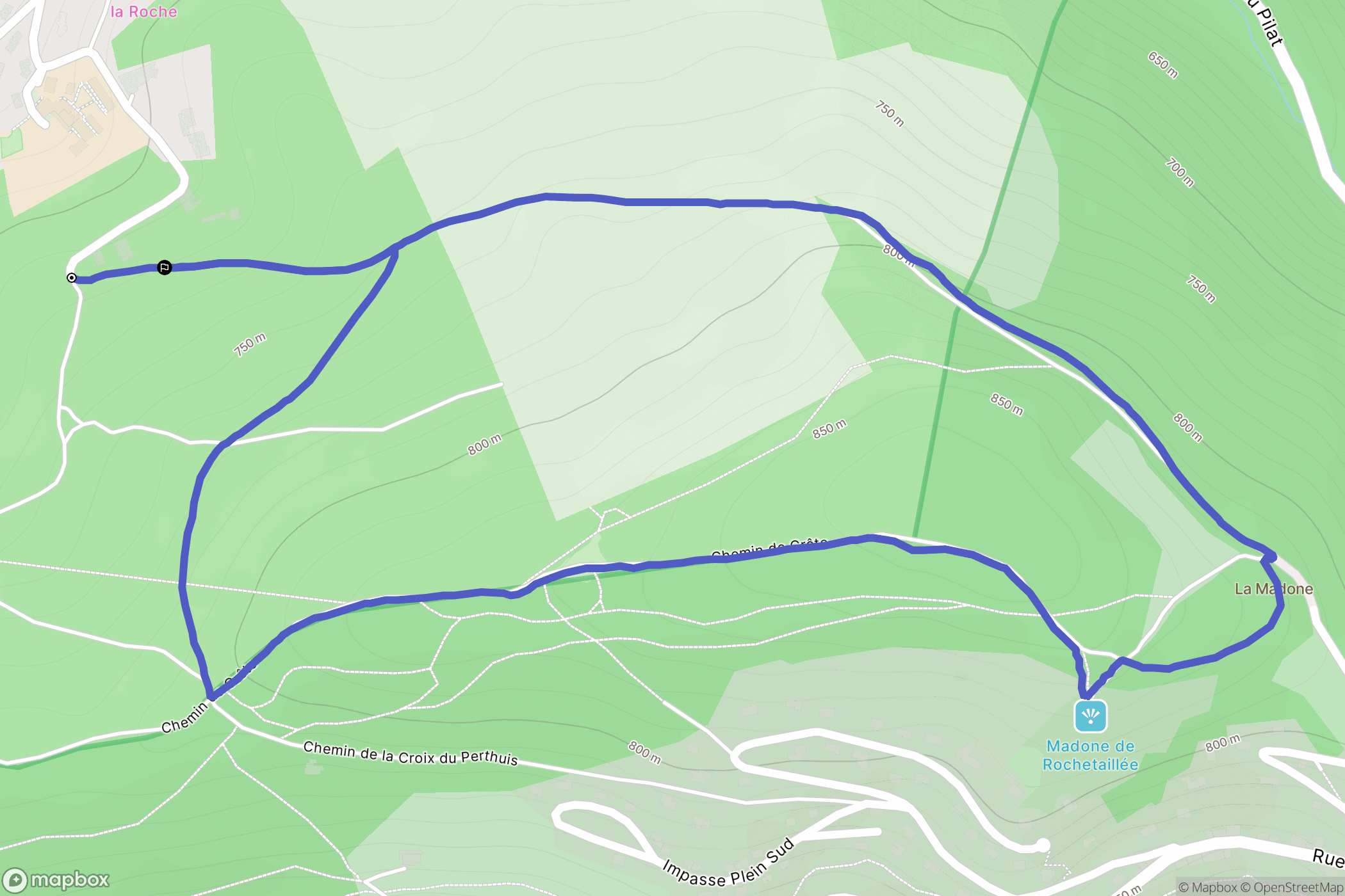 Saint-Étienne : carte du parcours de randonnée - France
