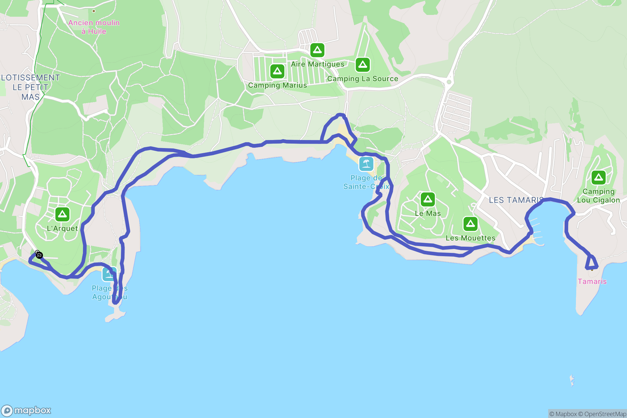 Martigues : carte du parcours de randonnée - France