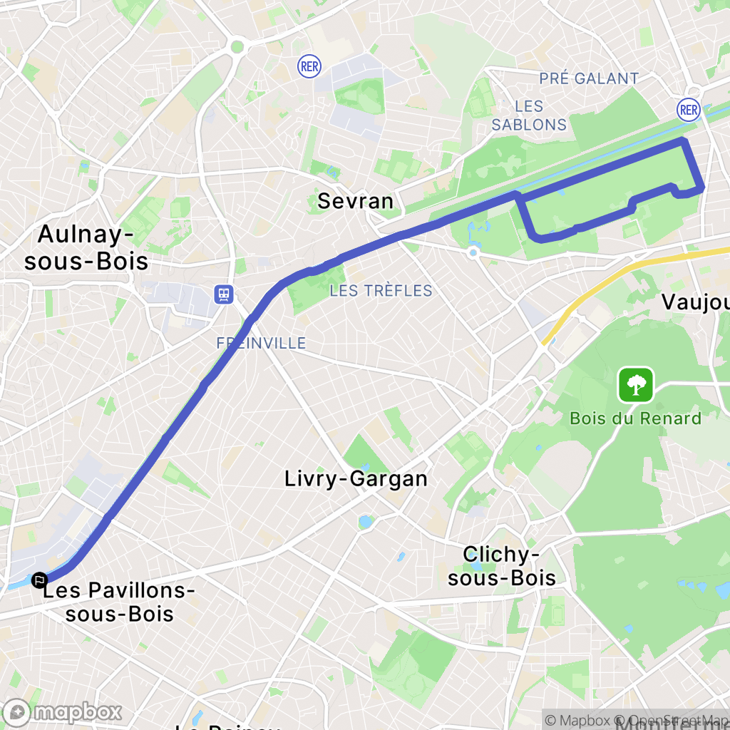 Les Pavillons-sous-Bois : carte du parcours de randonnée - France