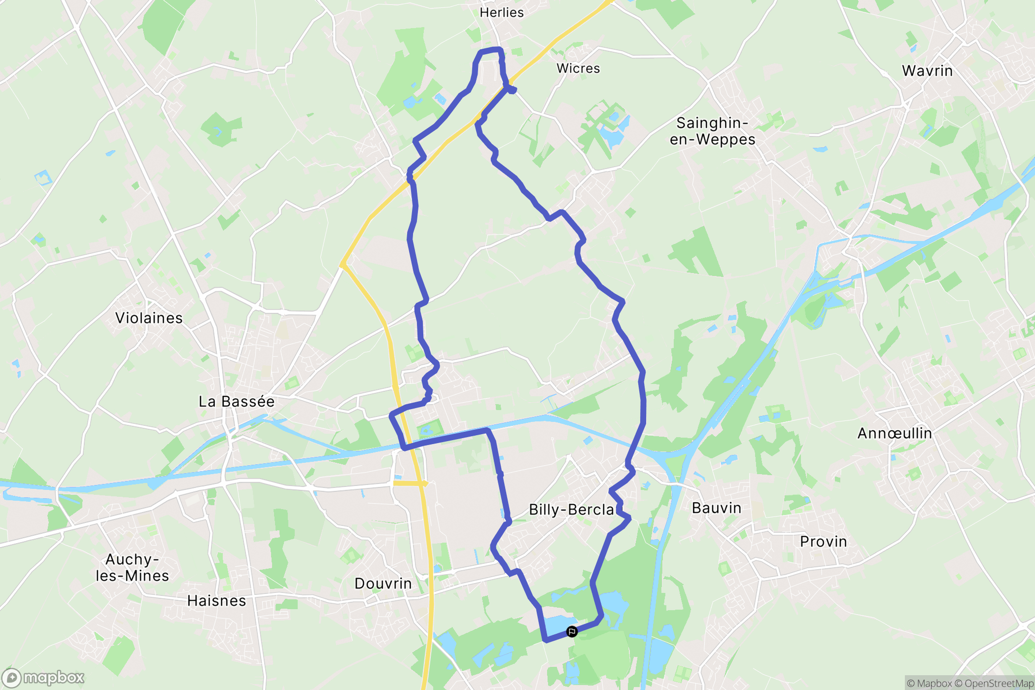 Wingles : carte du parcours de randonnée - France