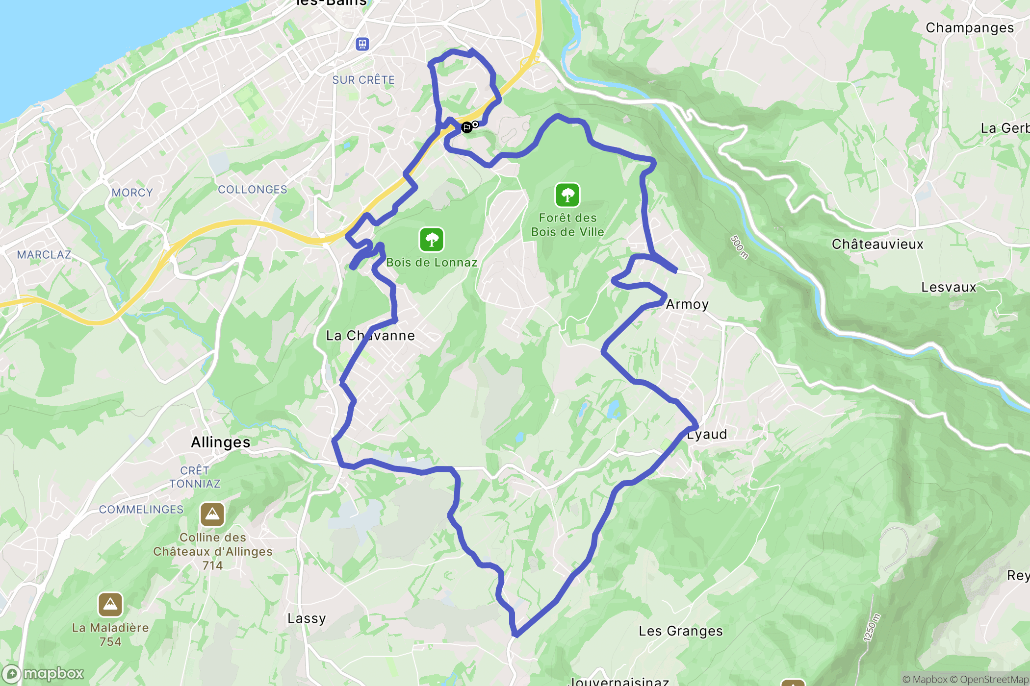 Thonon-les-Bains : carte du parcours de randonnée - France