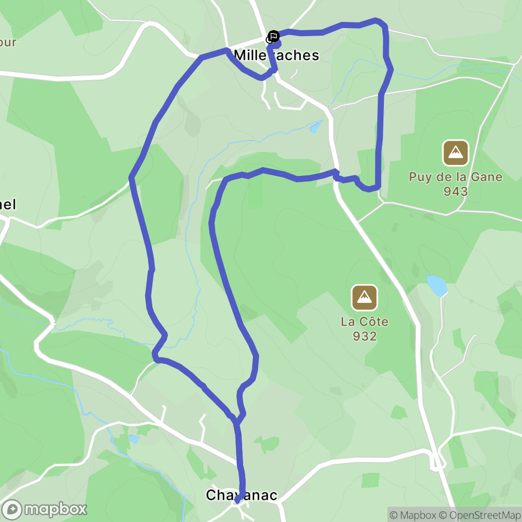 Millevaches : carte du parcours de randonnée - France
