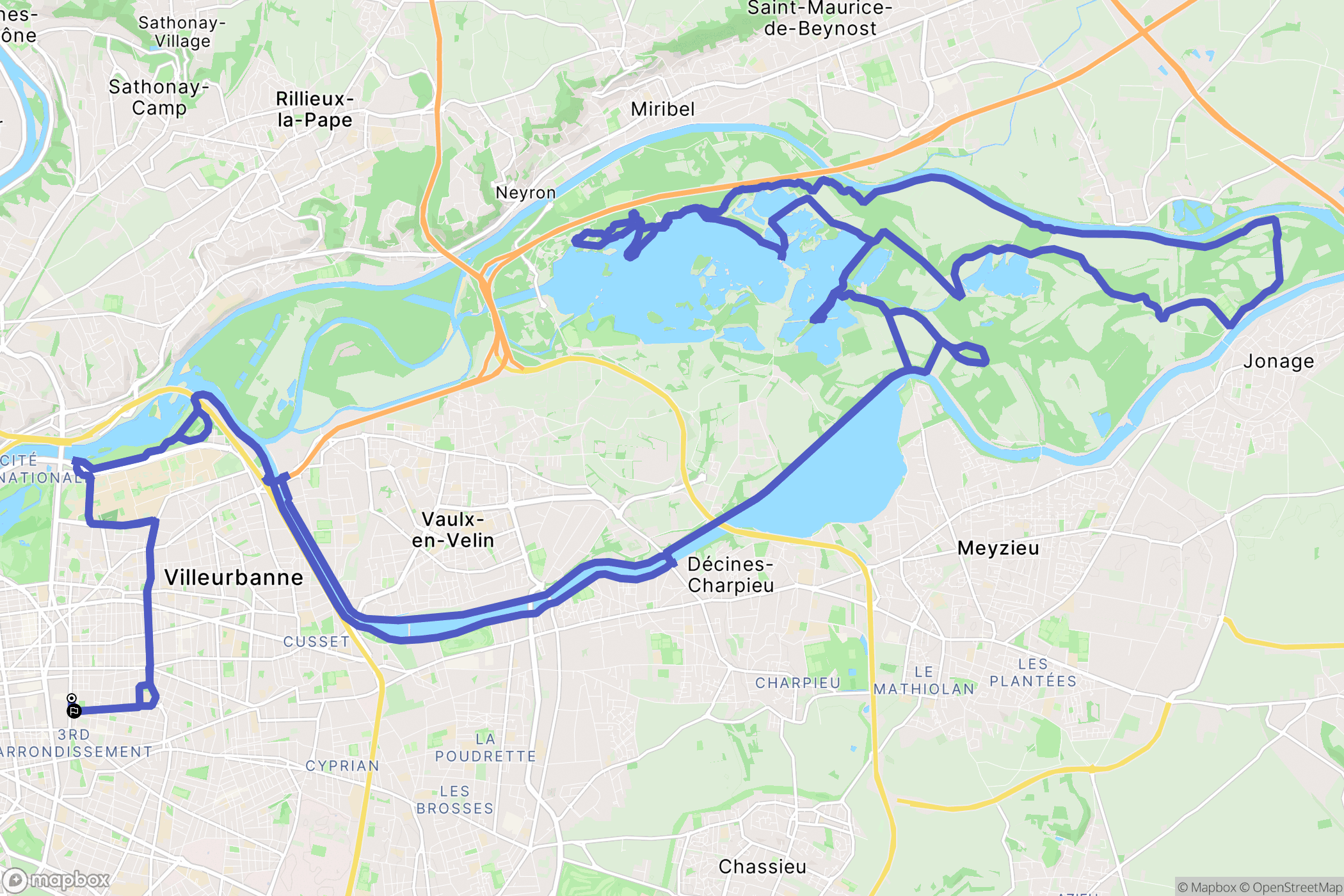 Lyon : carte du parcours de randonnée - France