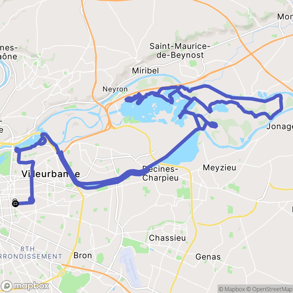 Lyon : carte du parcours de randonnée - France