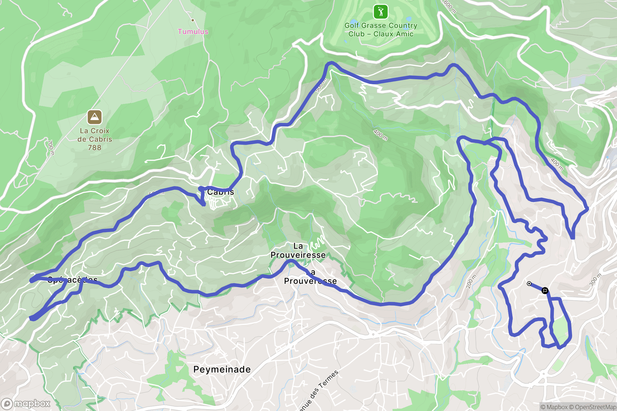 Grasse : carte du parcours de randonnée - France