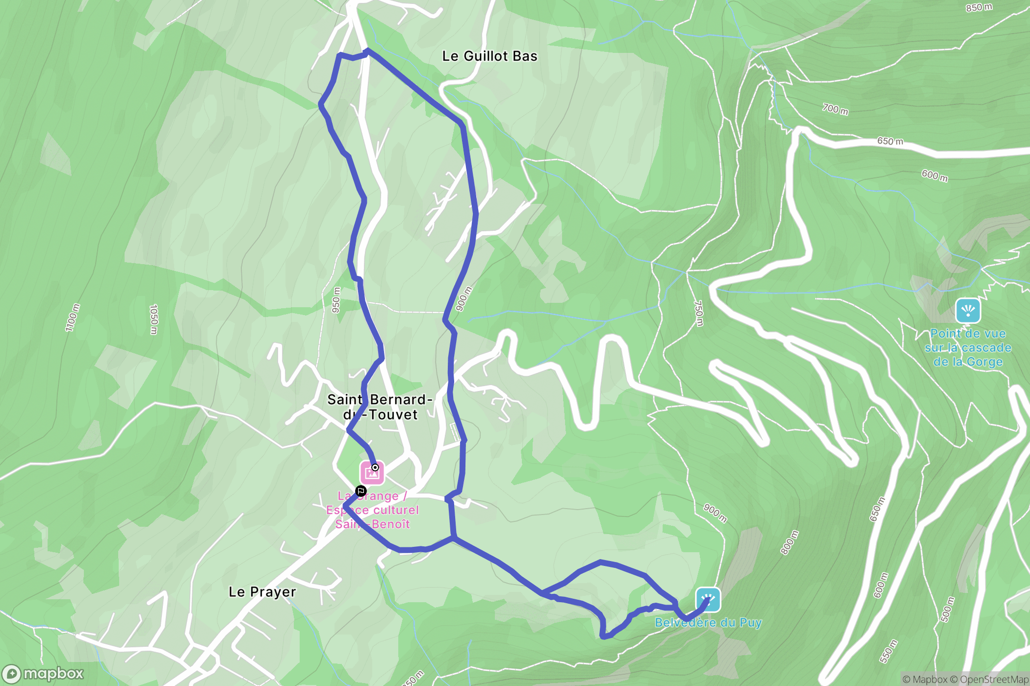 Plateau-des-Petites-Roches : carte du parcours de randonnée - France