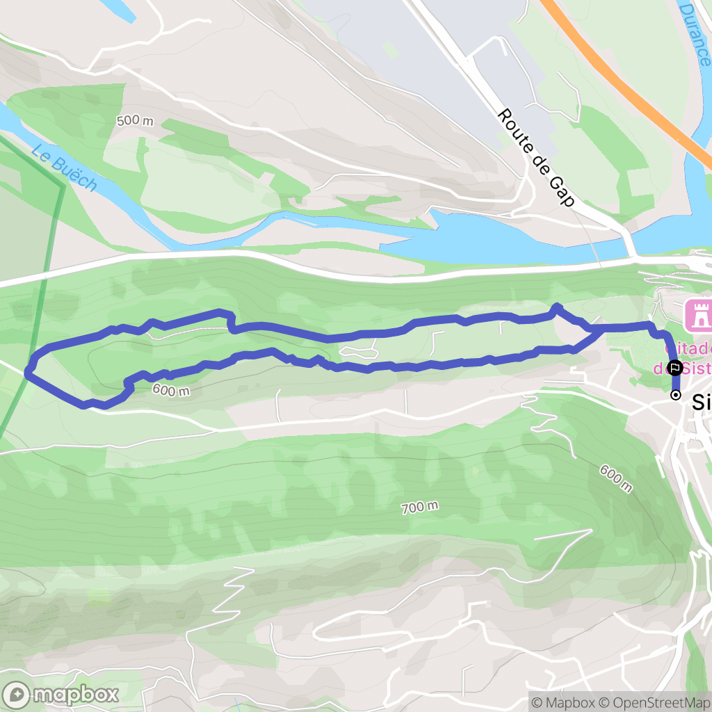 Sisteron : carte du parcours de randonnée - France