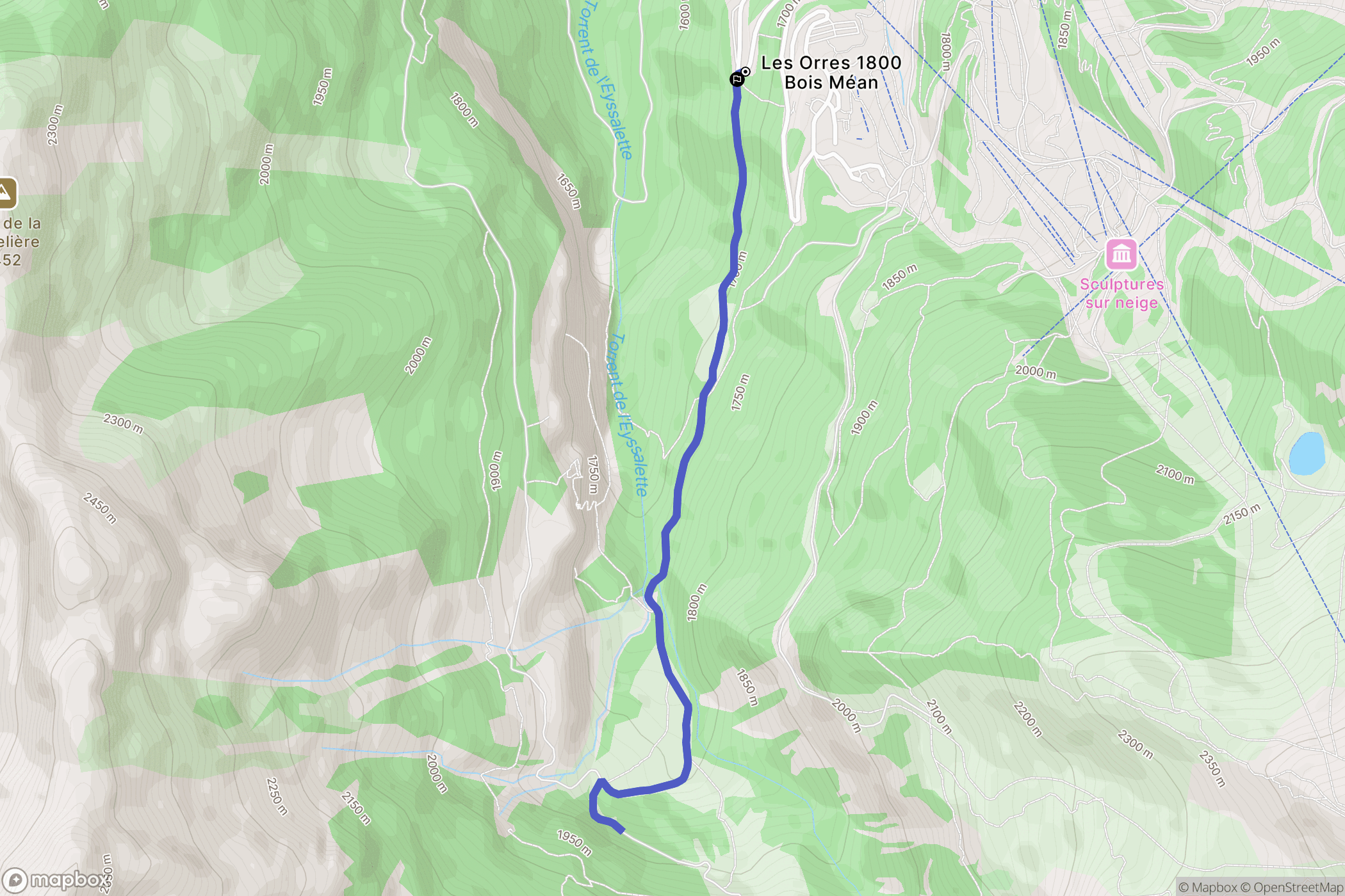 Les Orres : carte du parcours de randonnée - France