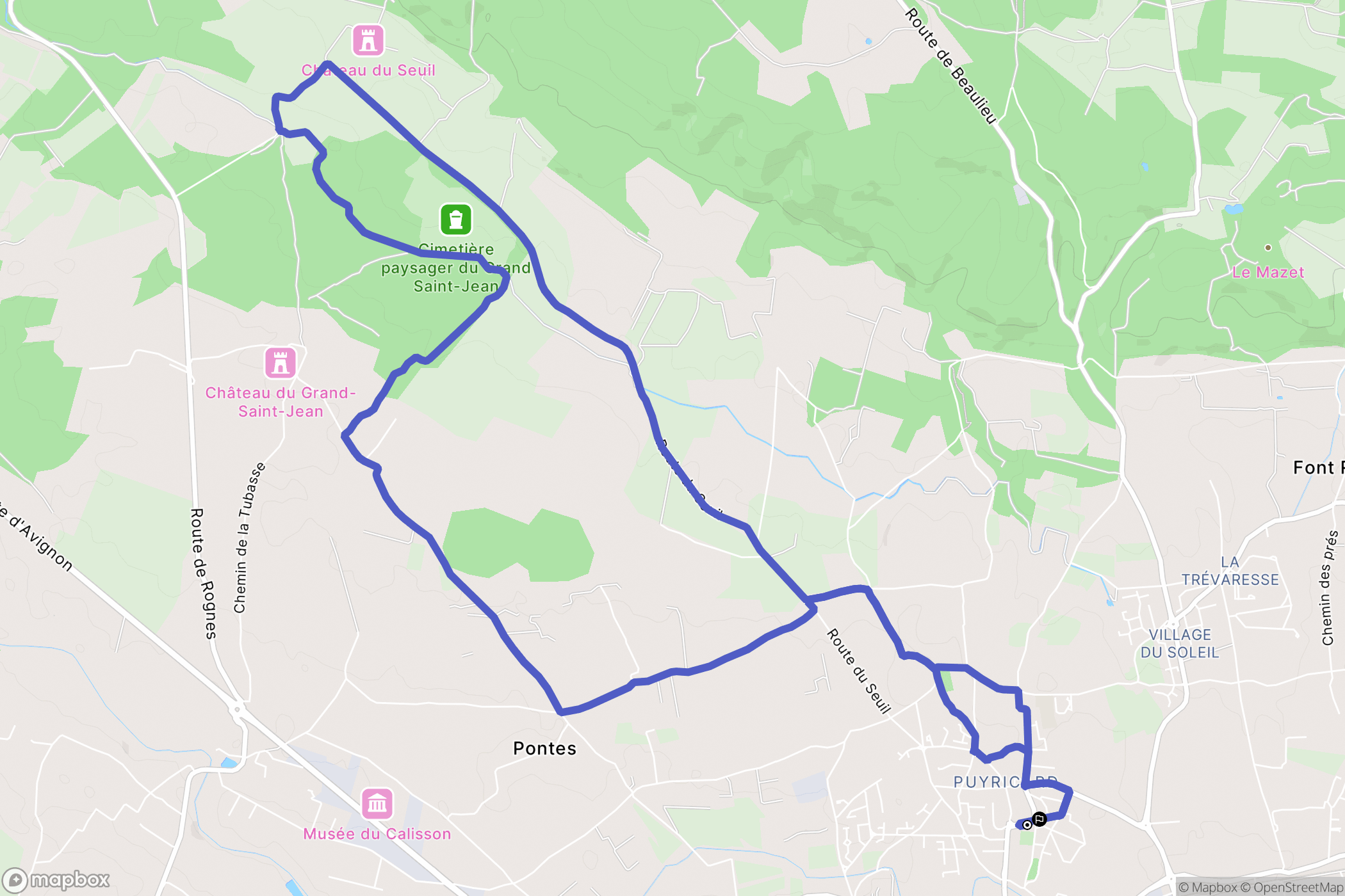 Aix-en-Provence : carte du parcours de randonnée - France