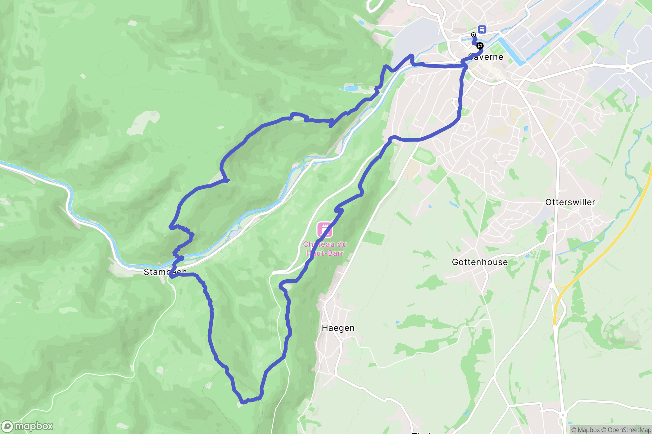 Saverne : carte du parcours de randonnée - France