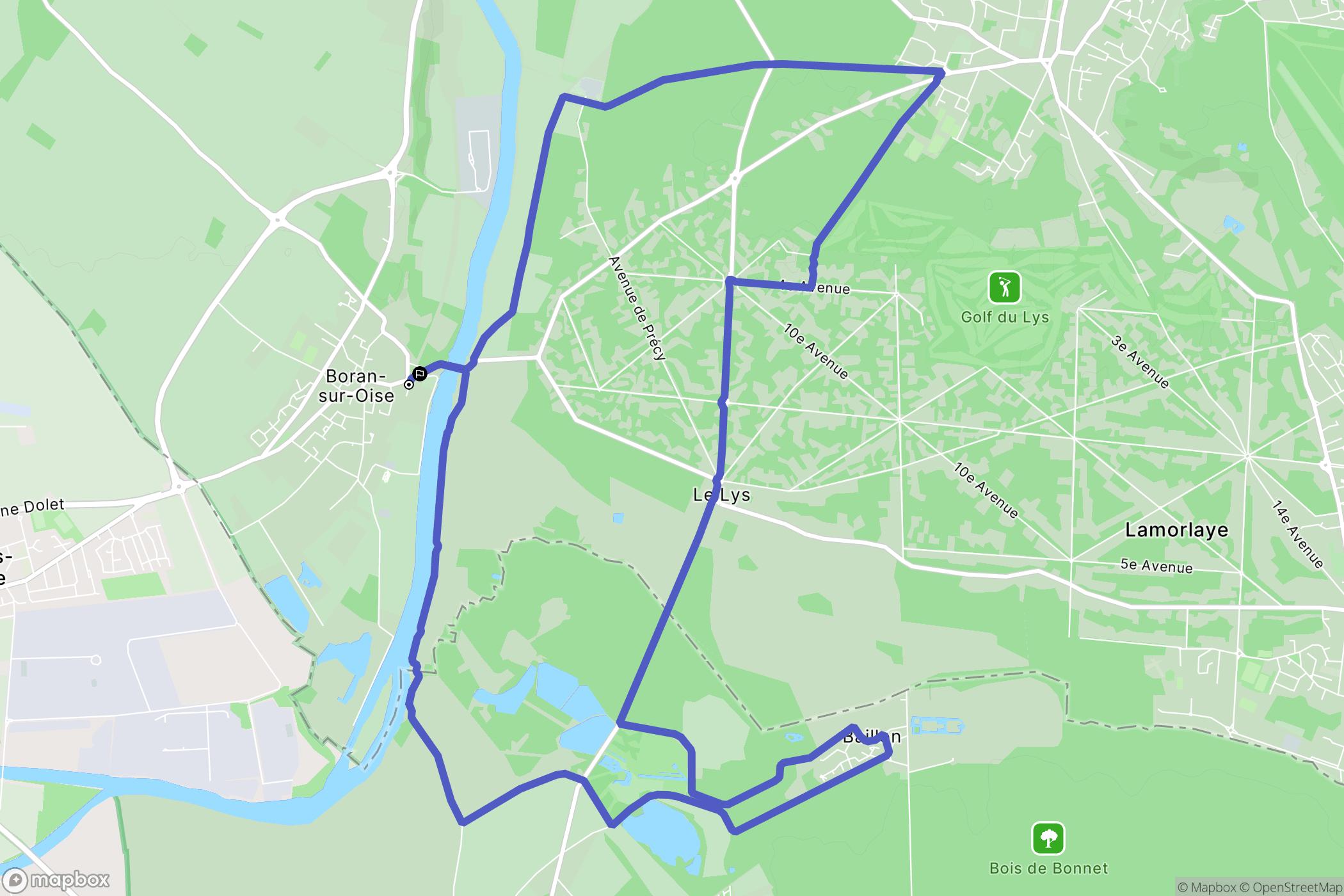 Boran-sur-Oise : carte du parcours de randonnée - France