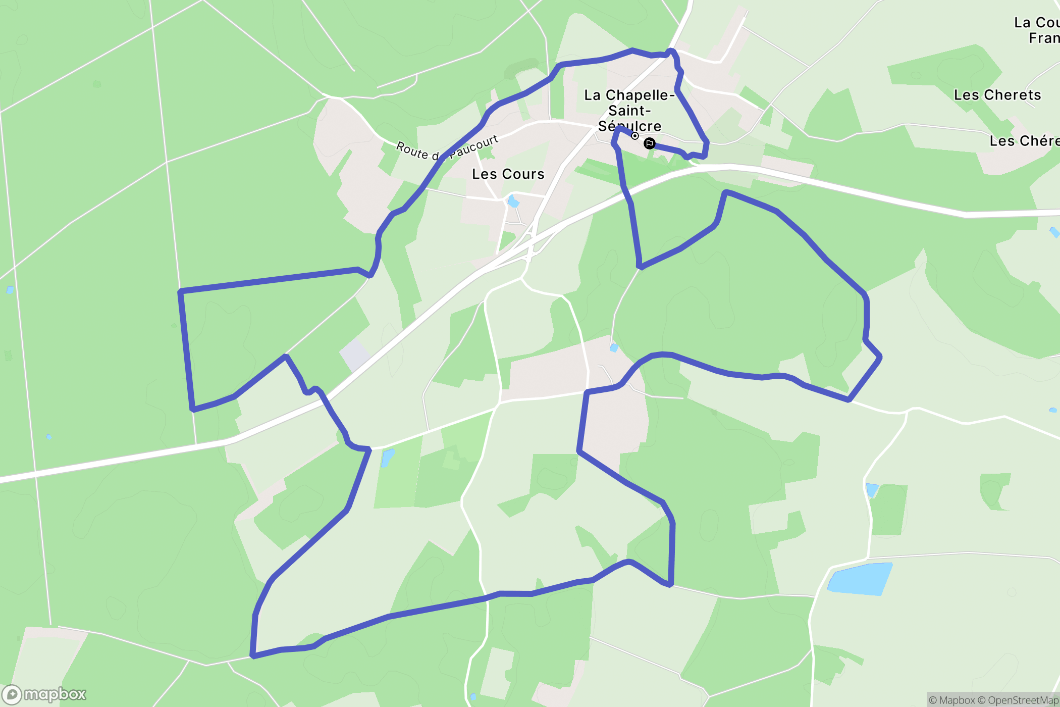 La Chapelle-Saint-Sépulcre : carte du parcours de randonnée - France