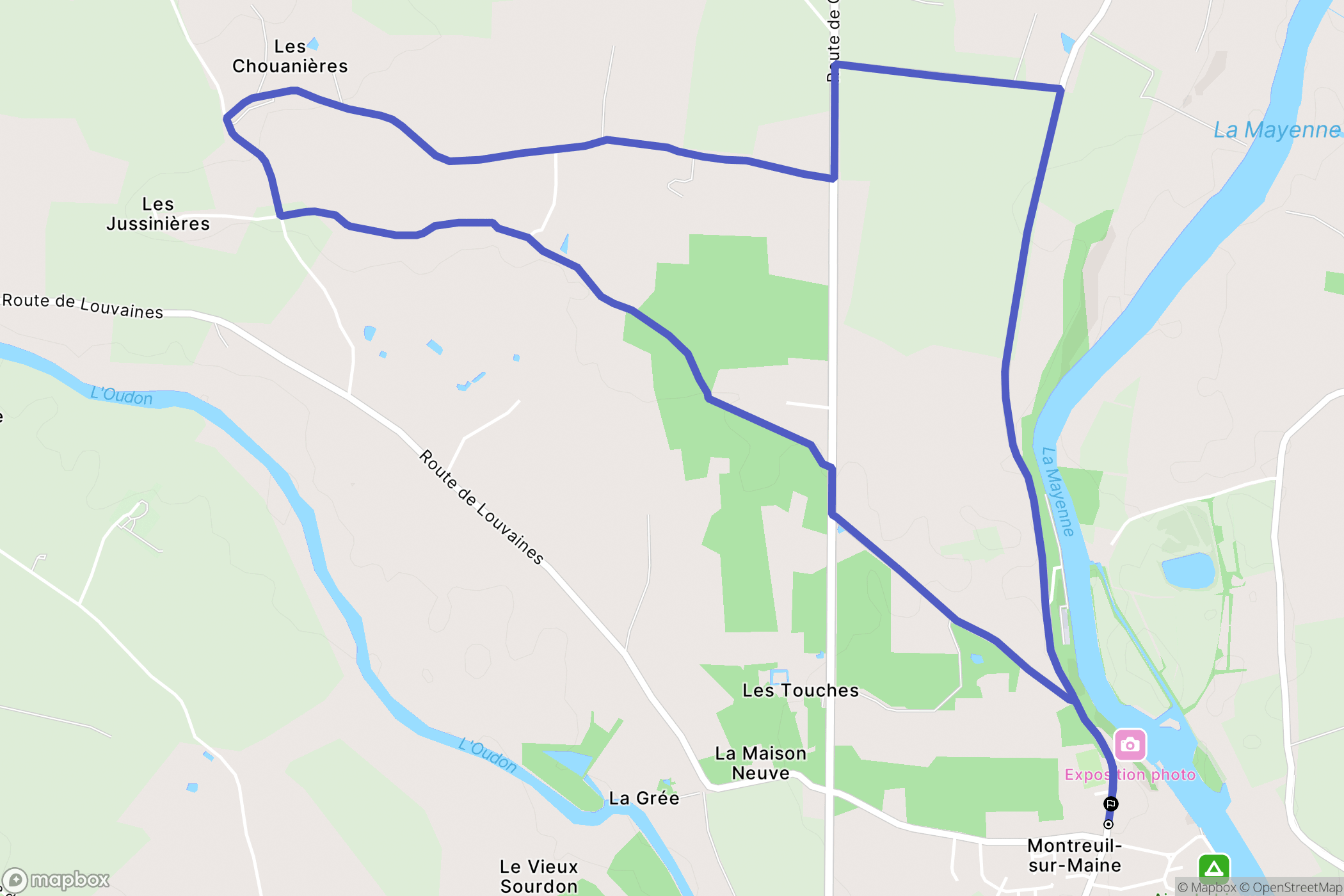 Montreuil-sur-Maine : carte du parcours de randonnée - France