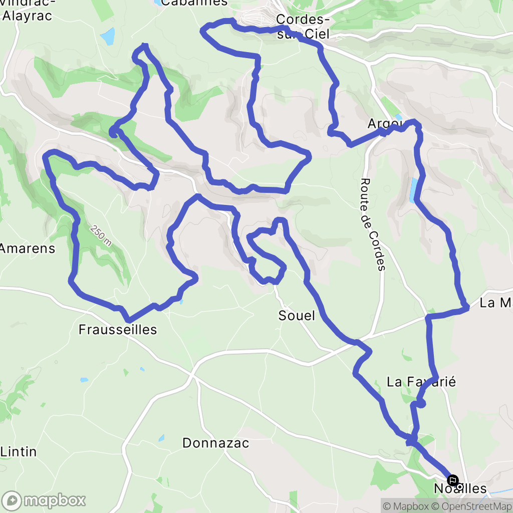 Noailles : carte du parcours de randonnée - France
