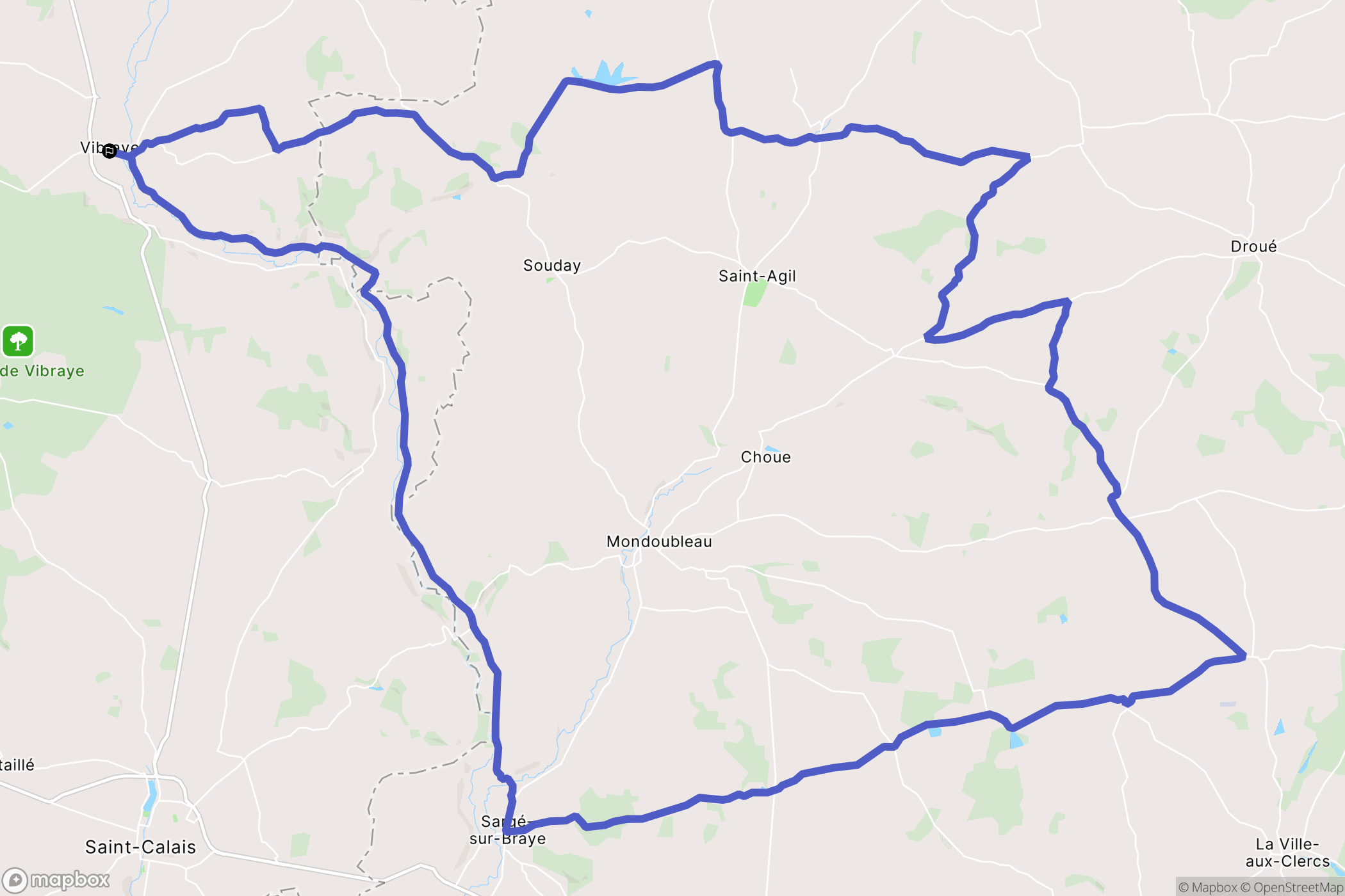 Vibraye : carte du parcours de randonnée - France