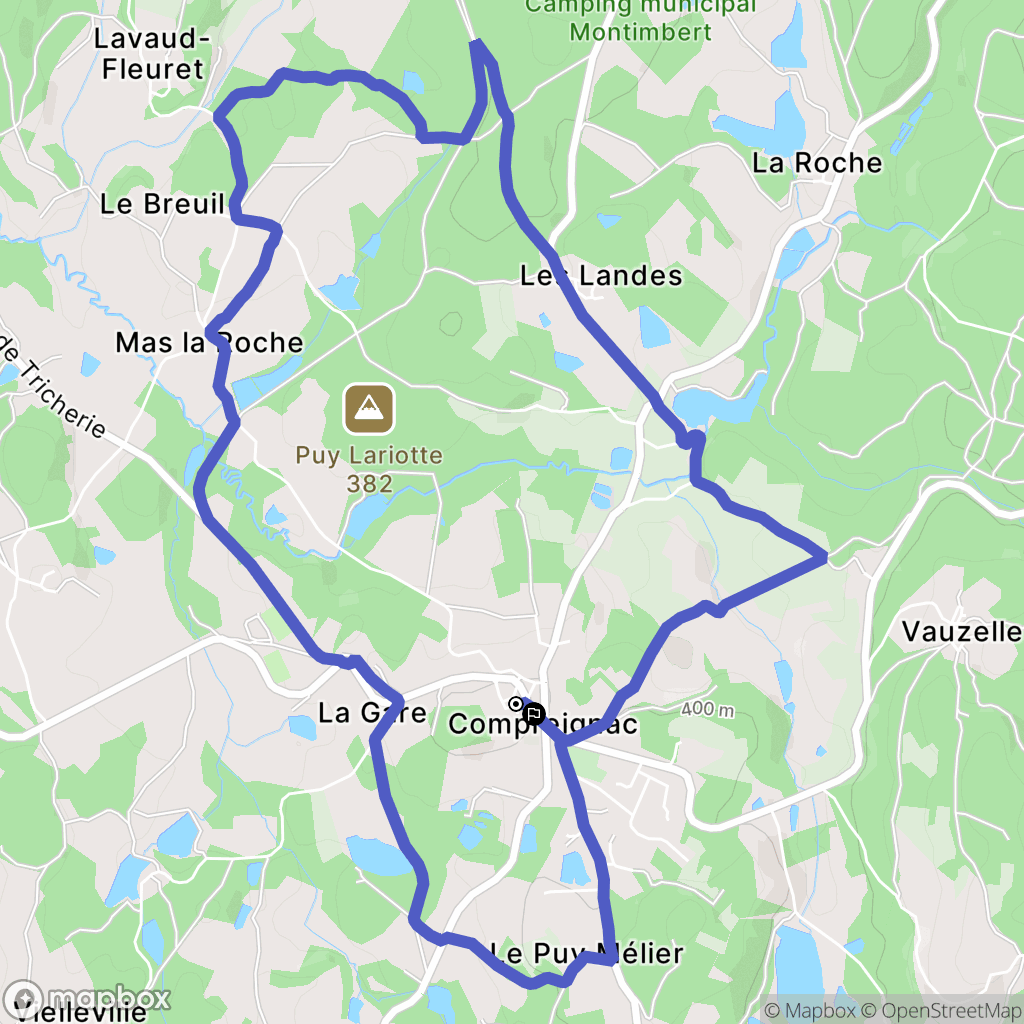 Compreignac : carte du parcours de randonnée - France