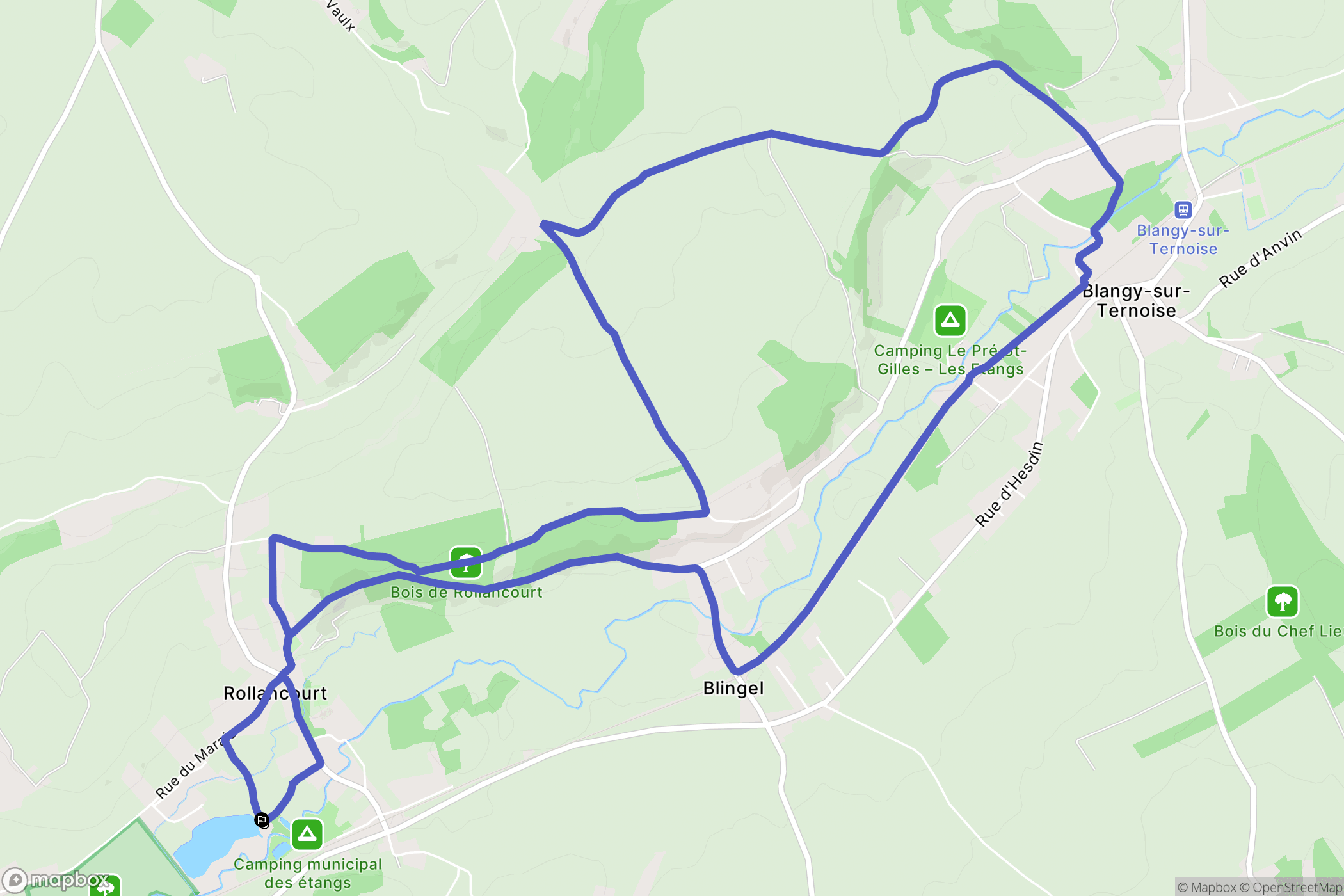 Rollancourt : carte du parcours de randonnée - France