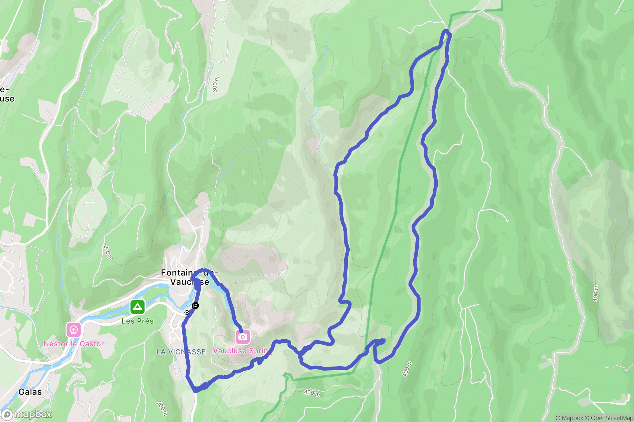 Fontaine-de-Vaucluse : carte du parcours de randonnée - France