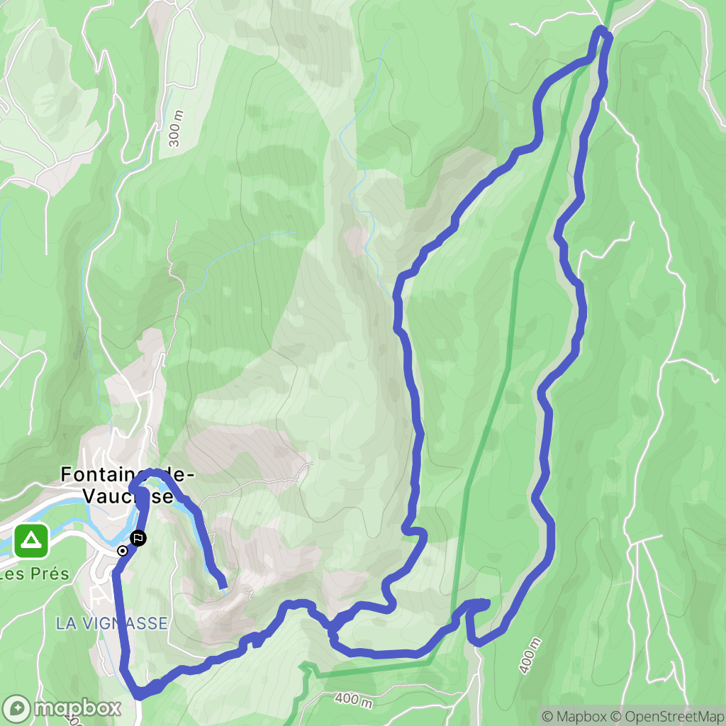 Fontaine-de-Vaucluse : carte du parcours de randonnée - France