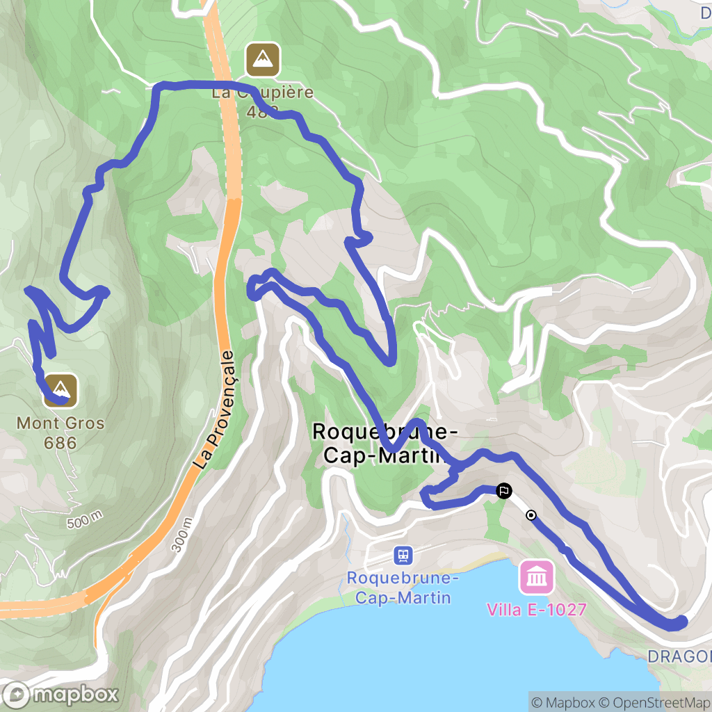 Roquebrune-Cap-Martin : carte du parcours de randonnée - France