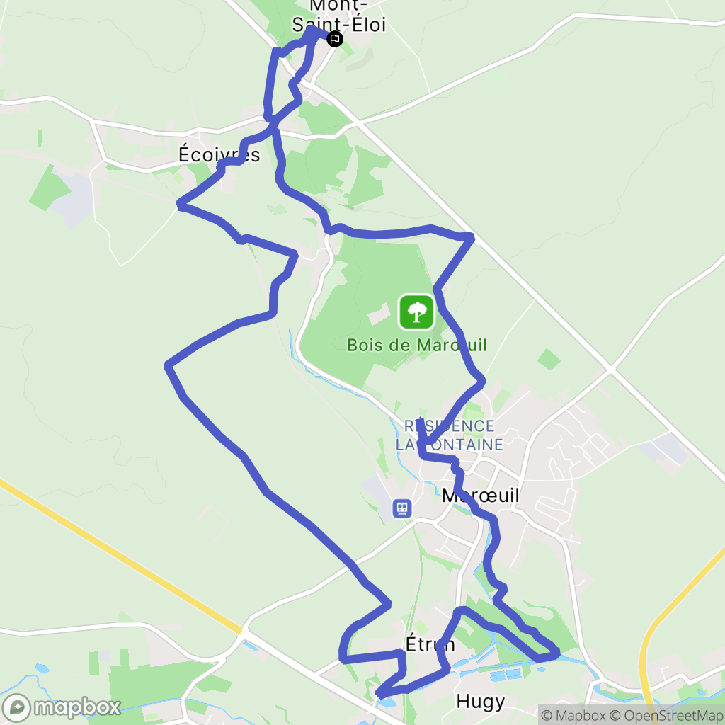 Mont-Saint-Éloi : carte du parcours de randonnée - France