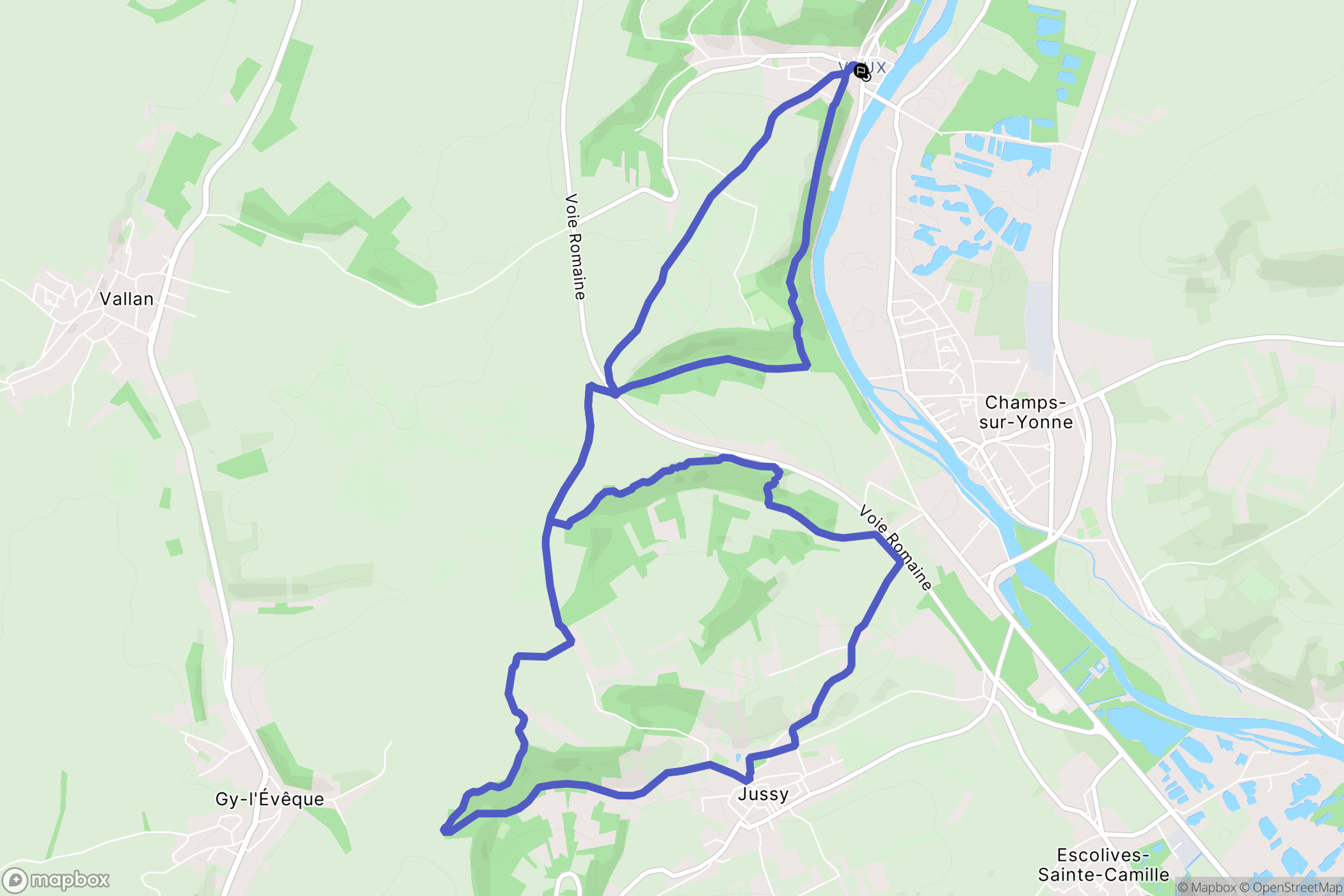 Auxerre : carte du parcours de randonnée - France
