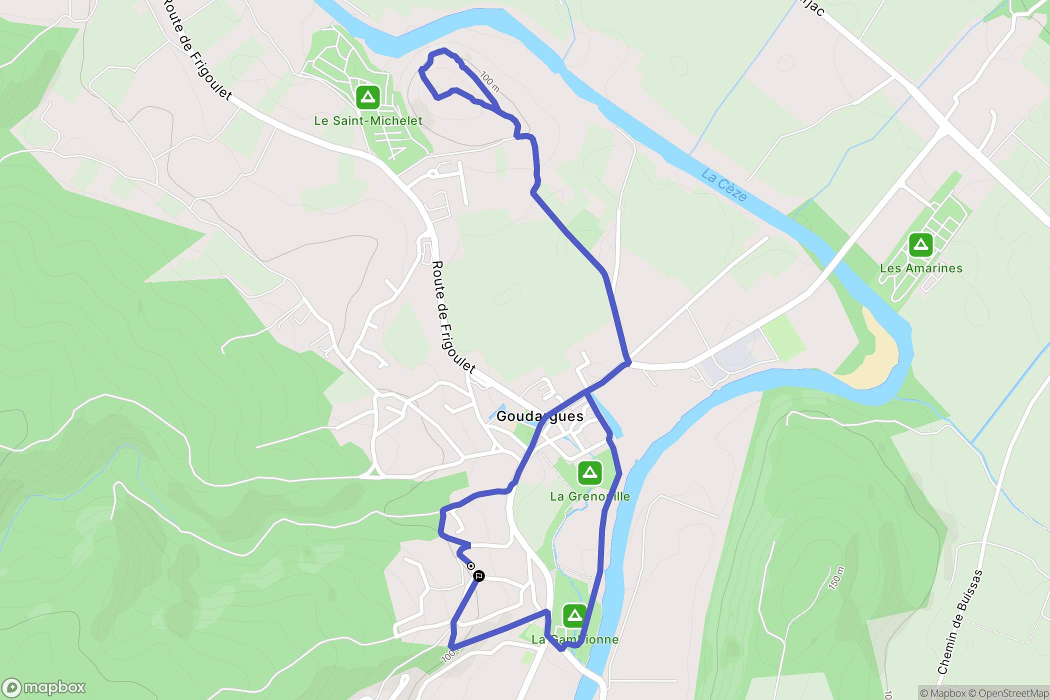 Goudargues : carte du parcours de randonnée - France