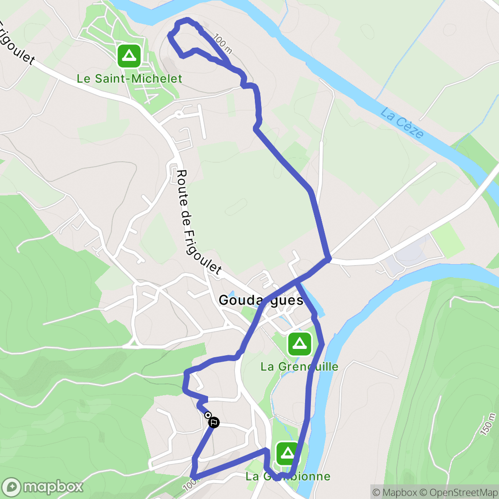 Goudargues : carte du parcours de randonnée - France
