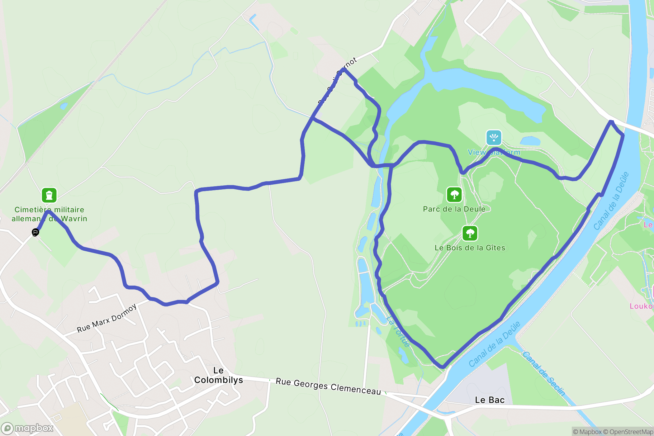 Wavrin : carte du parcours de randonnée - France