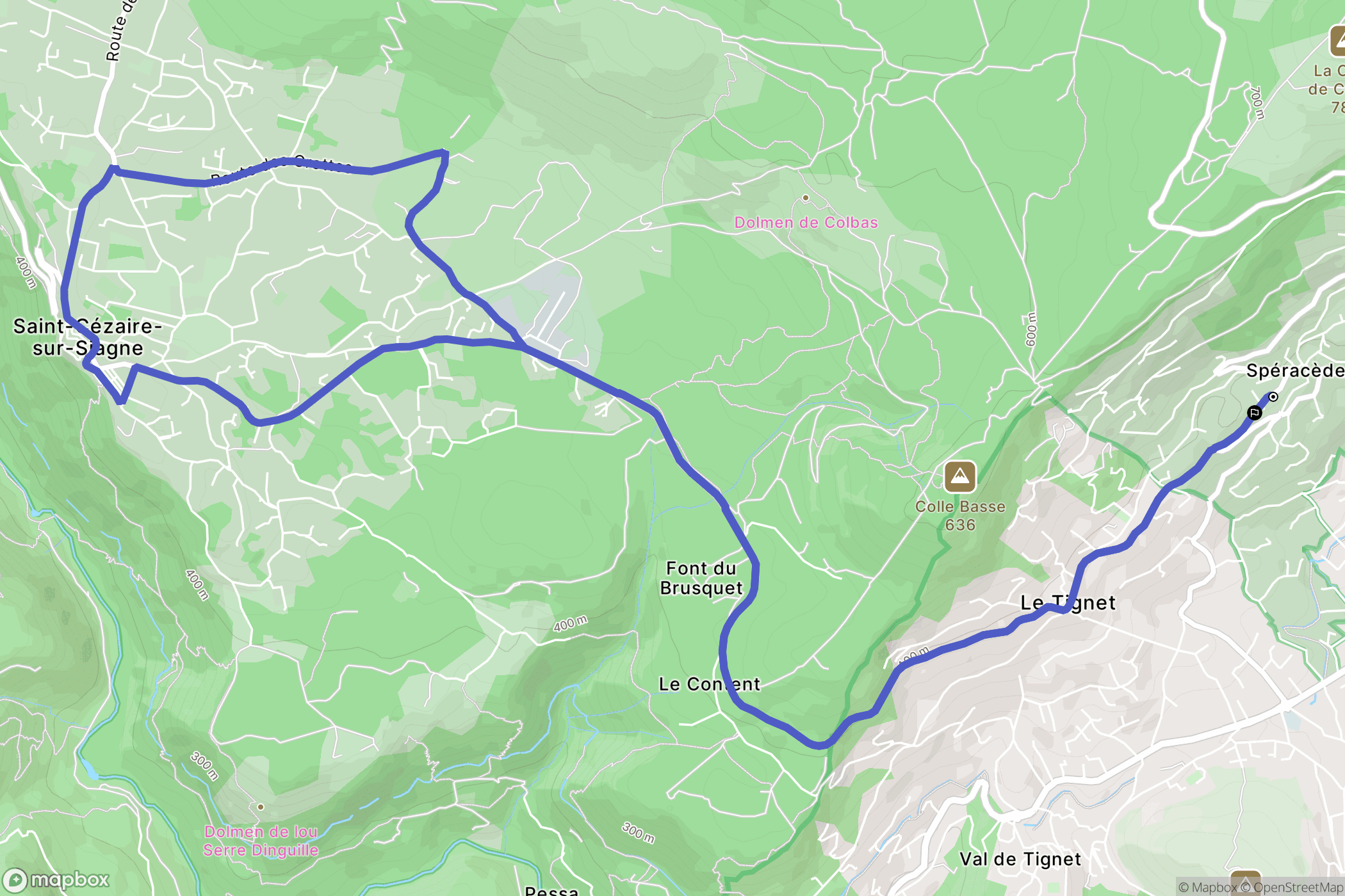 Spéracèdes : carte du parcours de randonnée - France