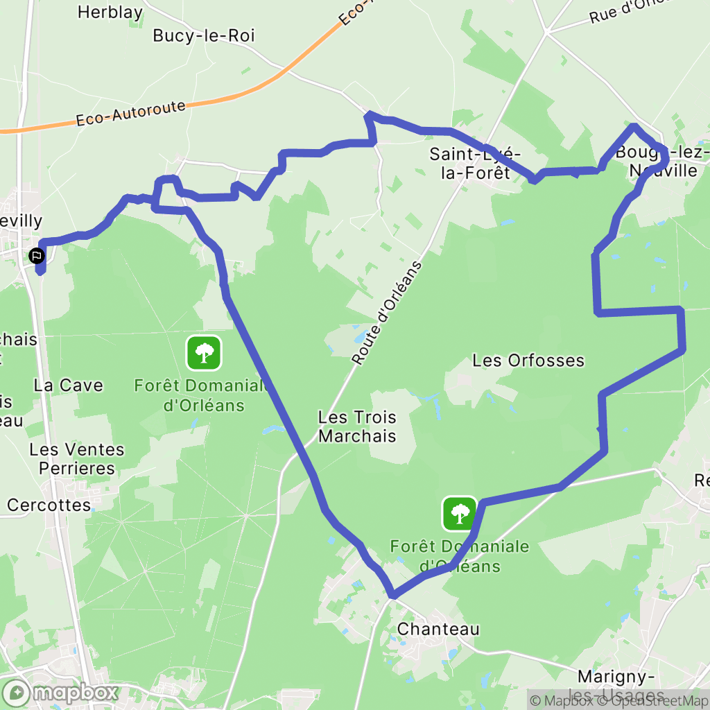 Chevilly : carte du parcours de randonnée - France