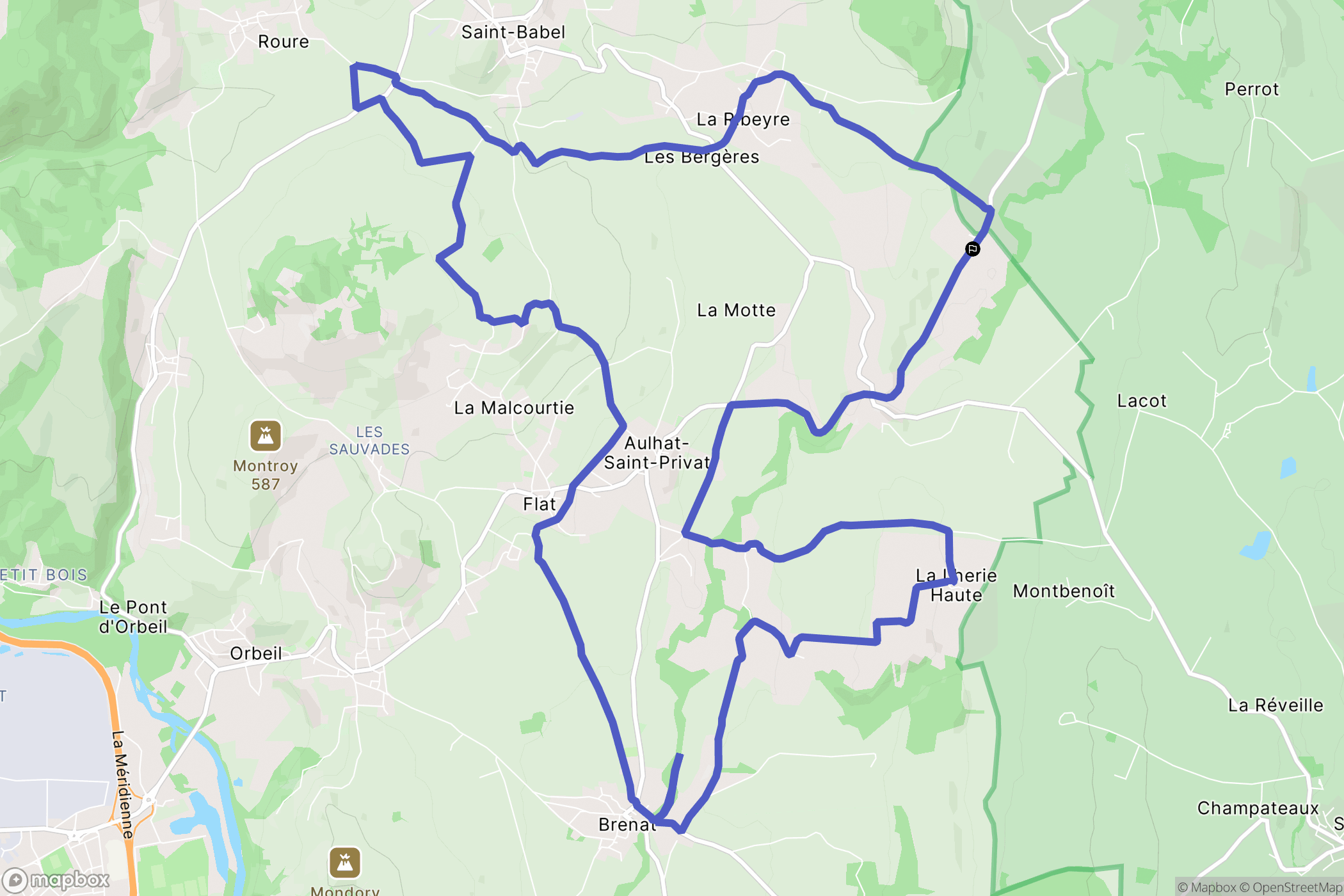 Aulhat-Flat : carte du parcours de randonnée - France
