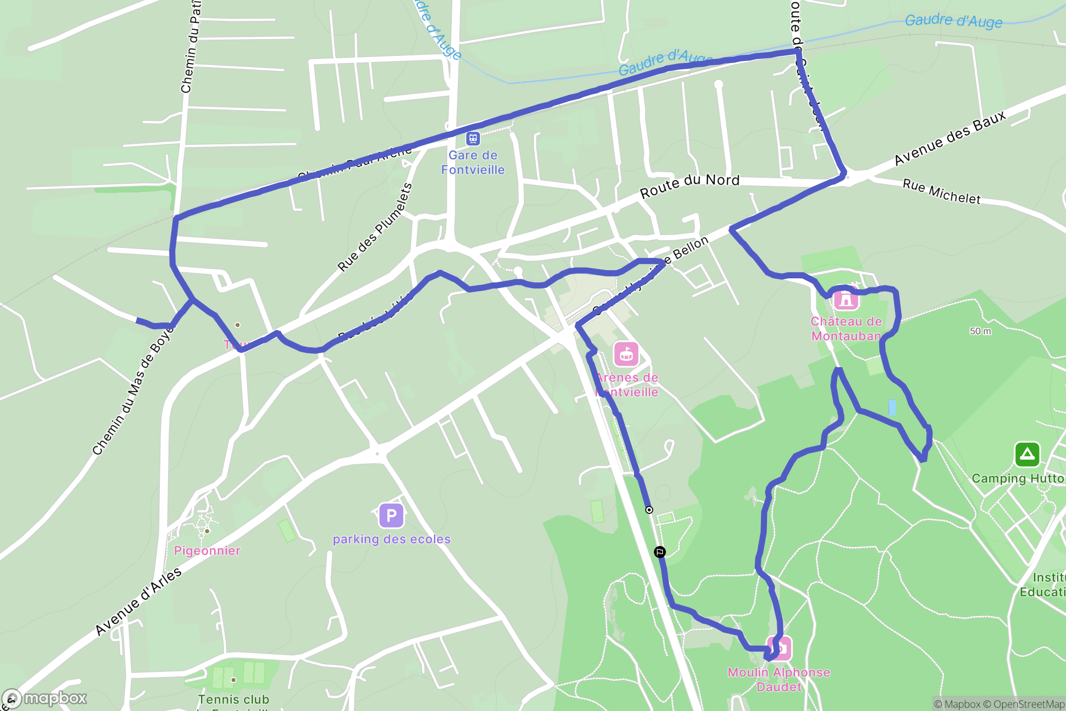 Fontvieille : carte du parcours de randonnée - France