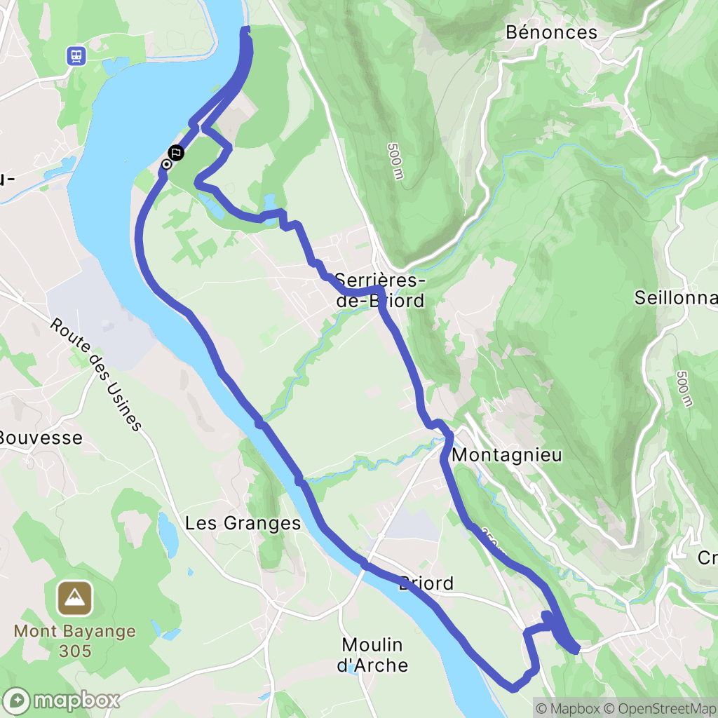 Serrières-de-Briord : carte du parcours de randonnée - France